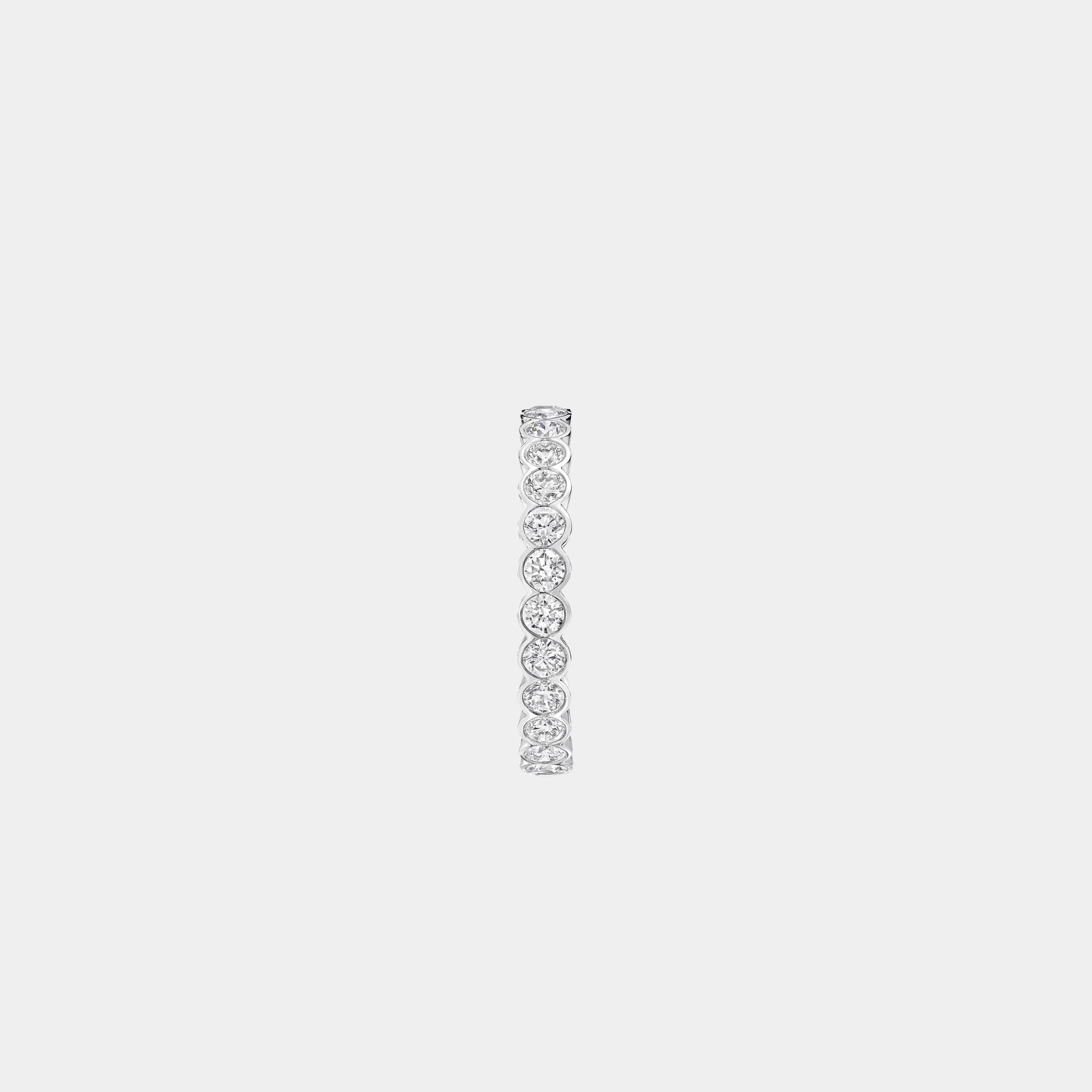Classic Graff Bezel Set Round Diamond Wedding Band White Gold, Side