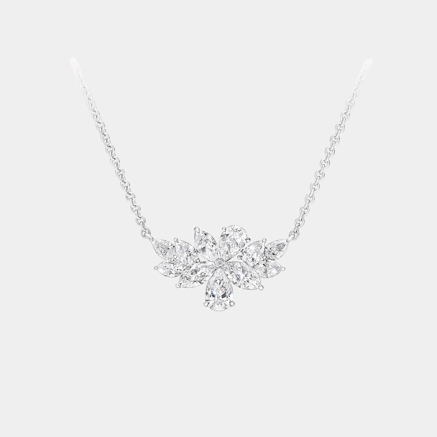 Classic Graff Pear Shape and Marquise Cut Diamond Pendant, Front