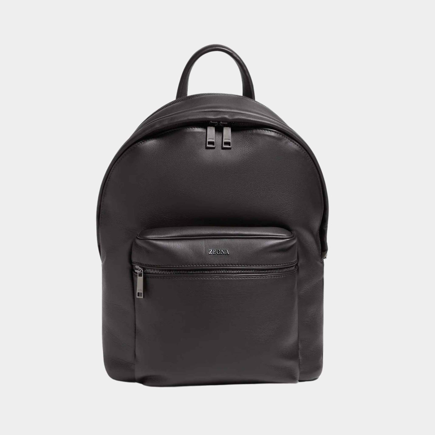 Zegna Dark Brown SECONDSKIN Hoodie Backpack, Front