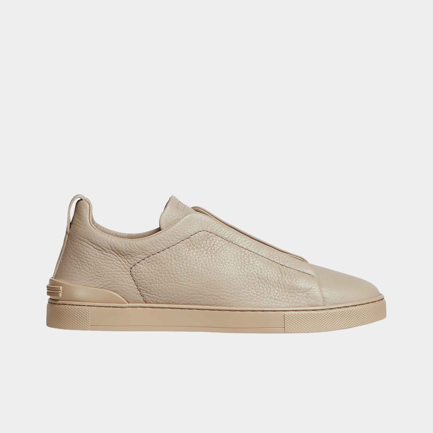 Zegna Deerskin Triple Stitch Sneakers, Beige, Side