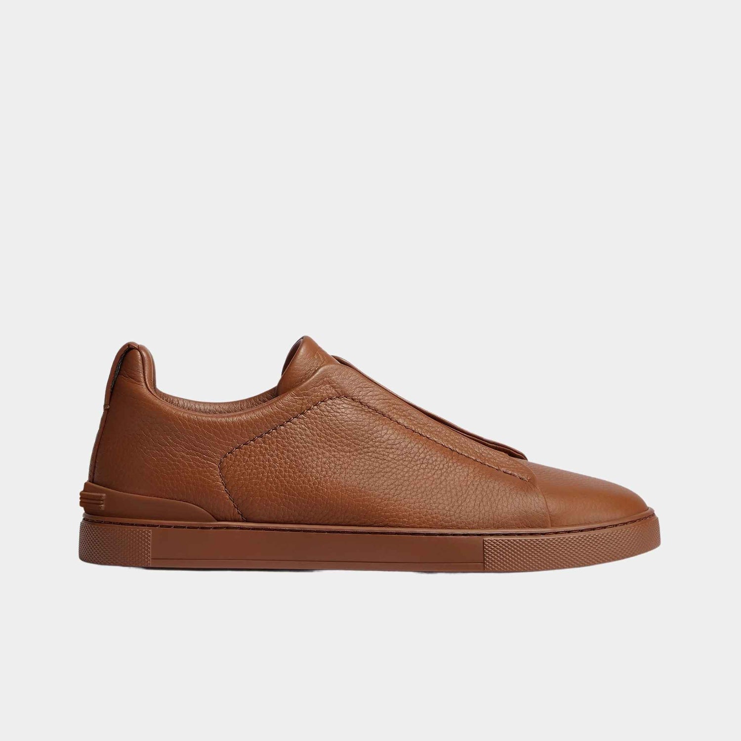 Zegna Deerskin Triple Stitch Sneakers, Foliage, Side