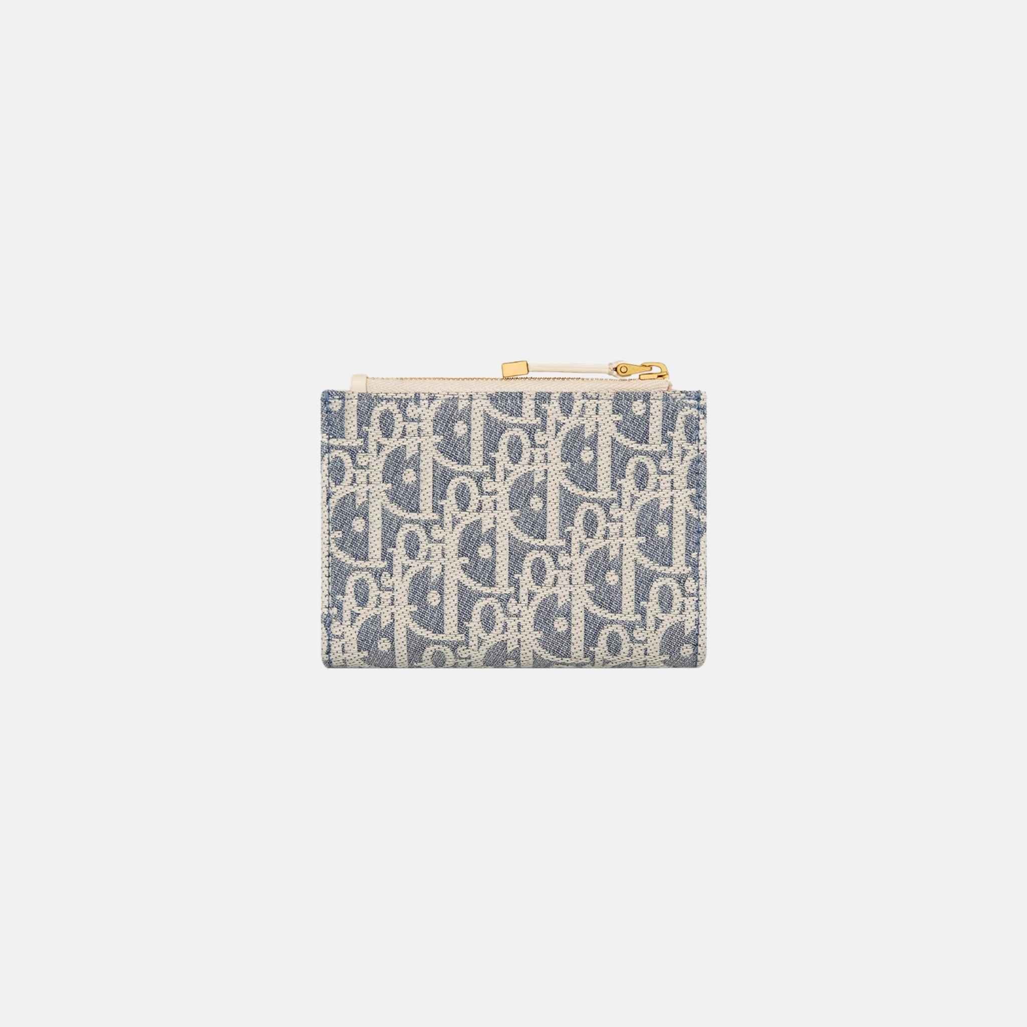 Dior 30 Montaigne Dahlia Wallet In Dior Oblique Chambray And Calfskin, Back