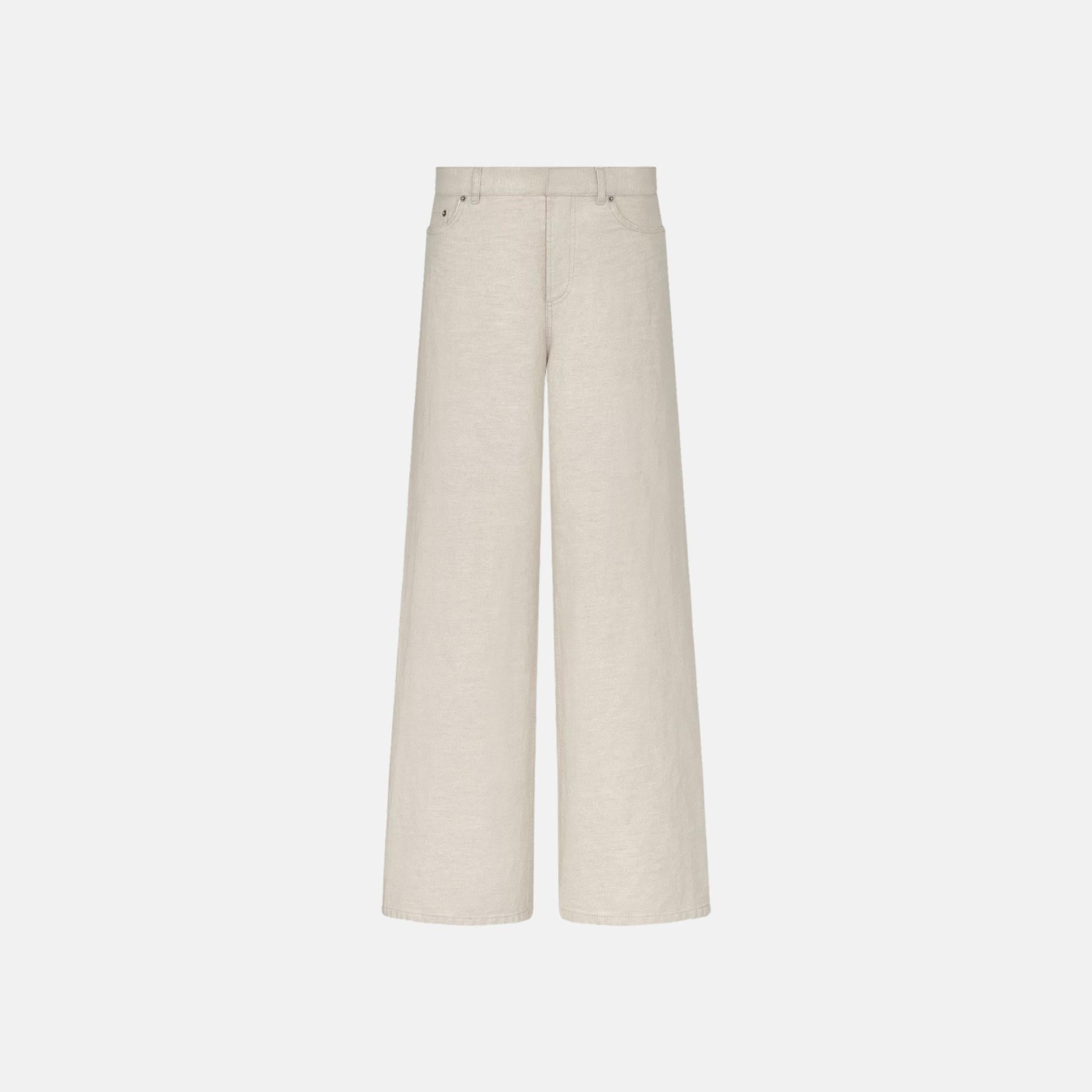 Dior 8 Flared Jeans D05 In Cotton And Linen Denim, Front