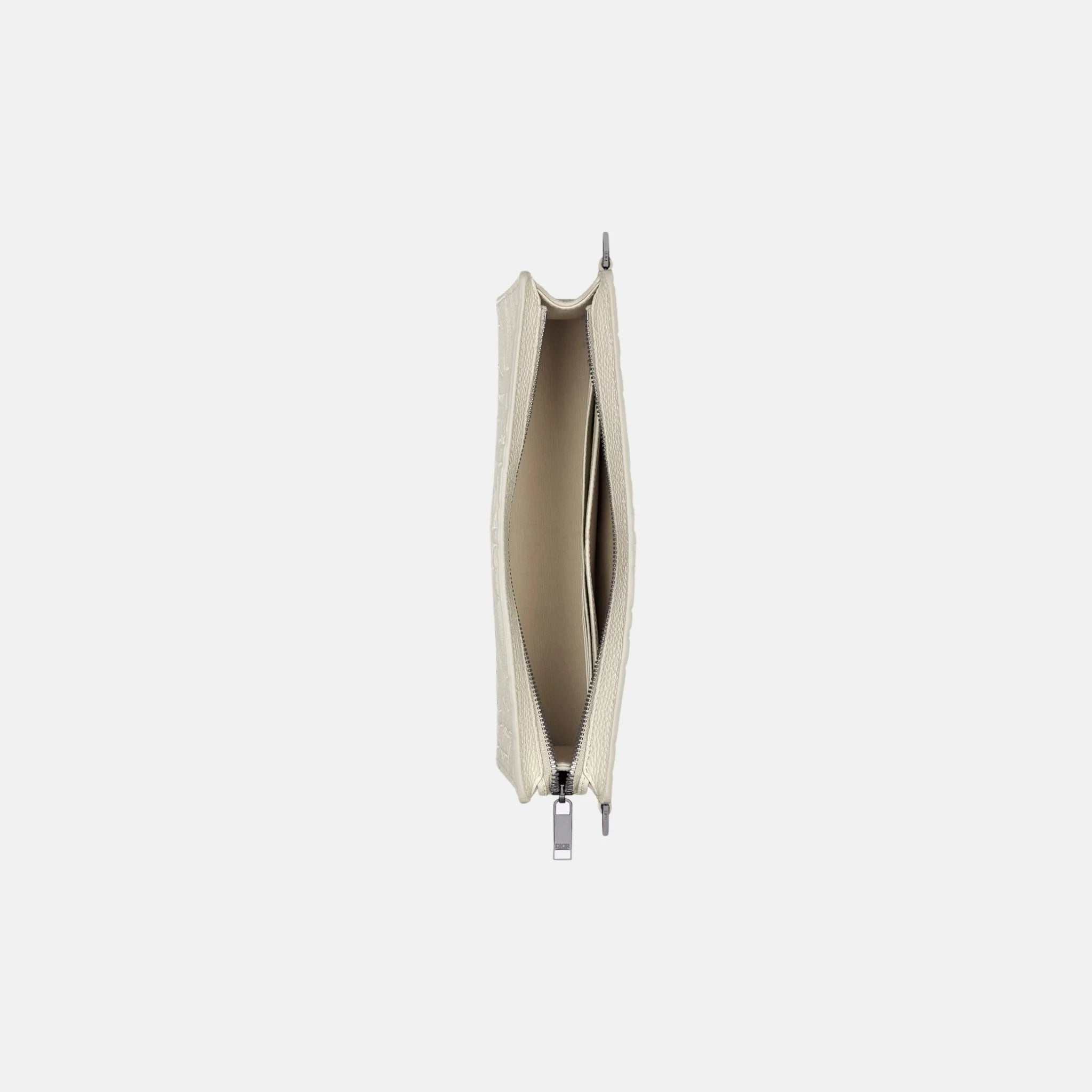 Dior A5 Triangle Pouch In Gravity Outline Leather, Beige, Inside
