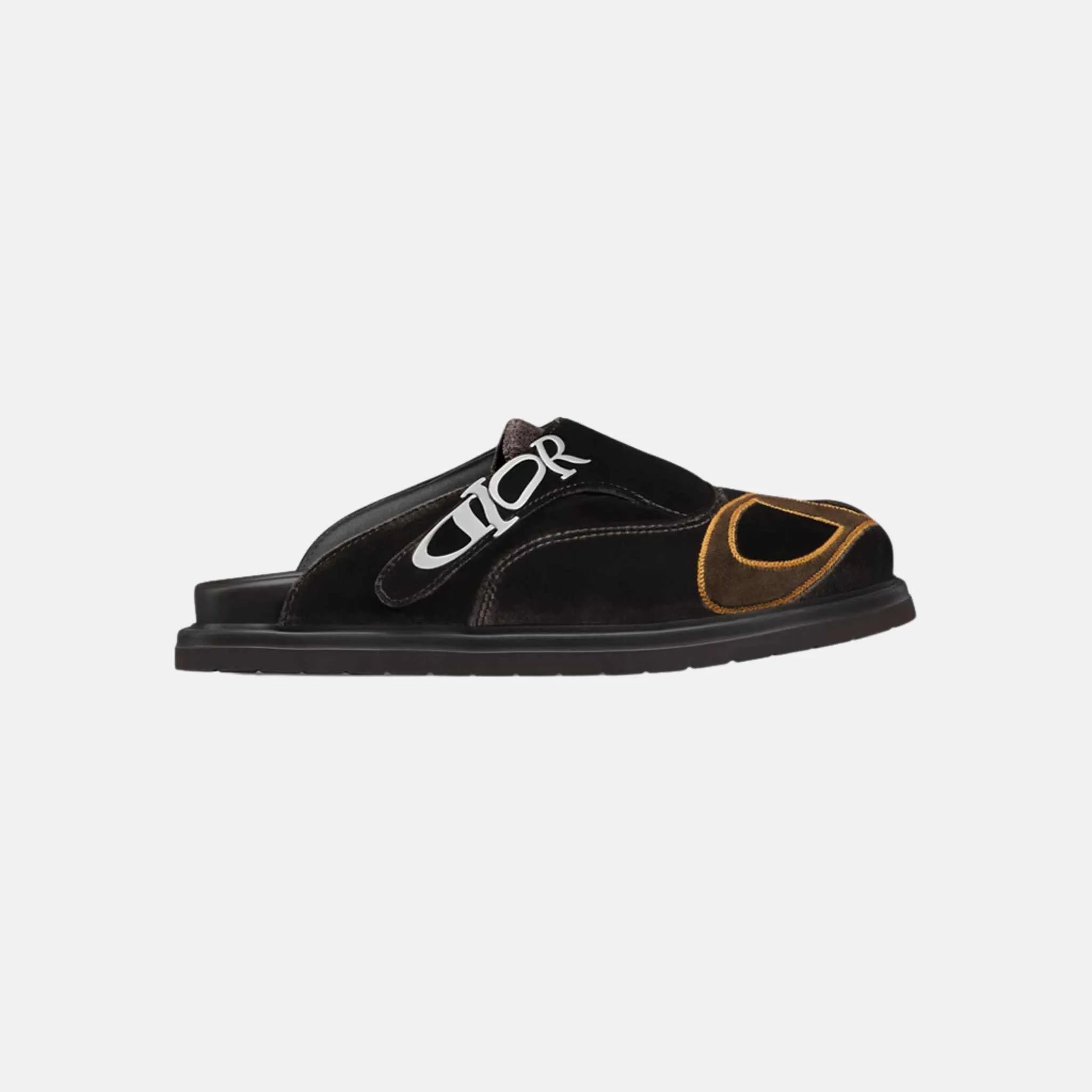 Dior Aqua Mule DIOR & LEWIS HAMILTON Brown Embroidered Velvet, Front