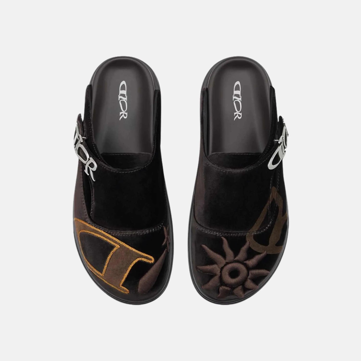 Dior Aqua Mule DIOR & LEWIS HAMILTON Brown Embroidered Velvet, Top