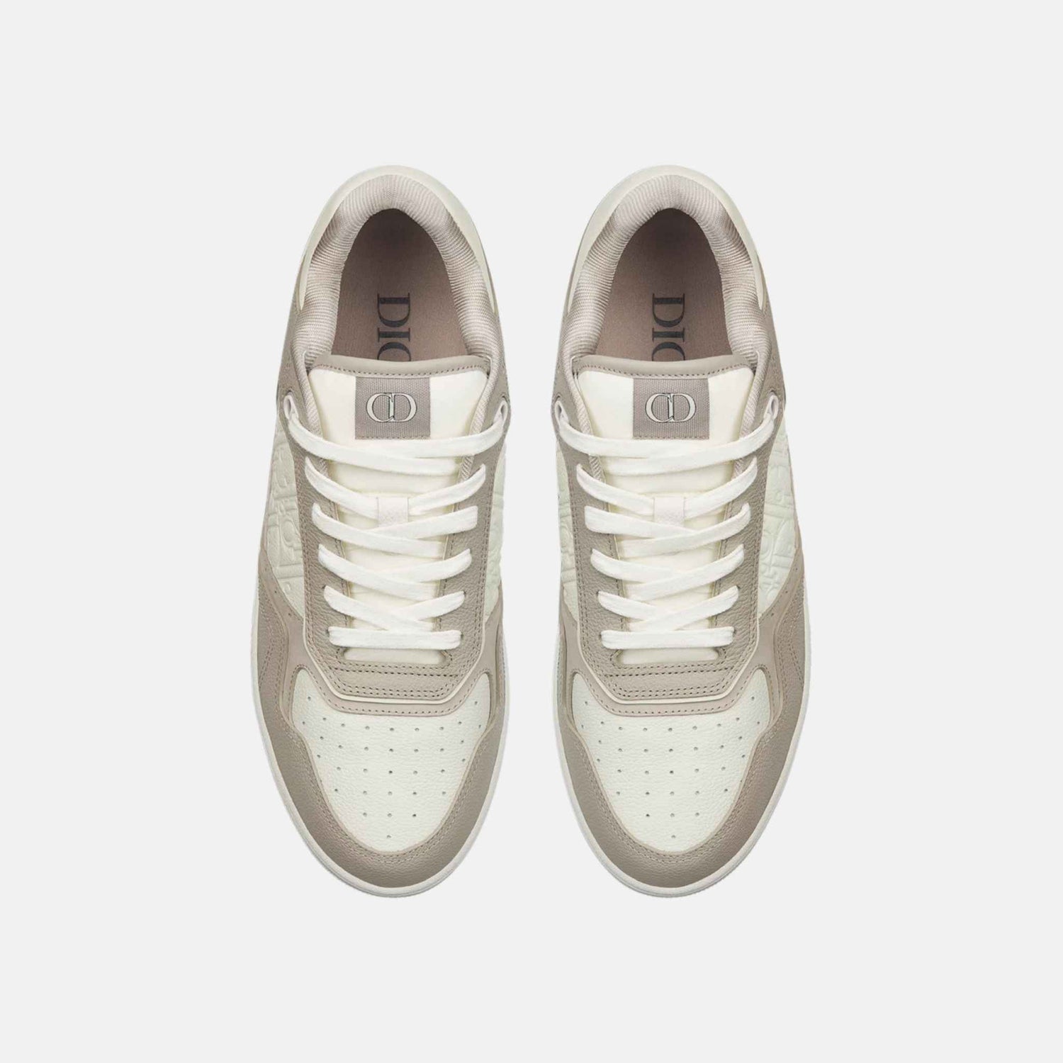 Dior B27 Uptown Low Top Sneaker In Grained Calfskin With Gravity Leather, Beige, Top