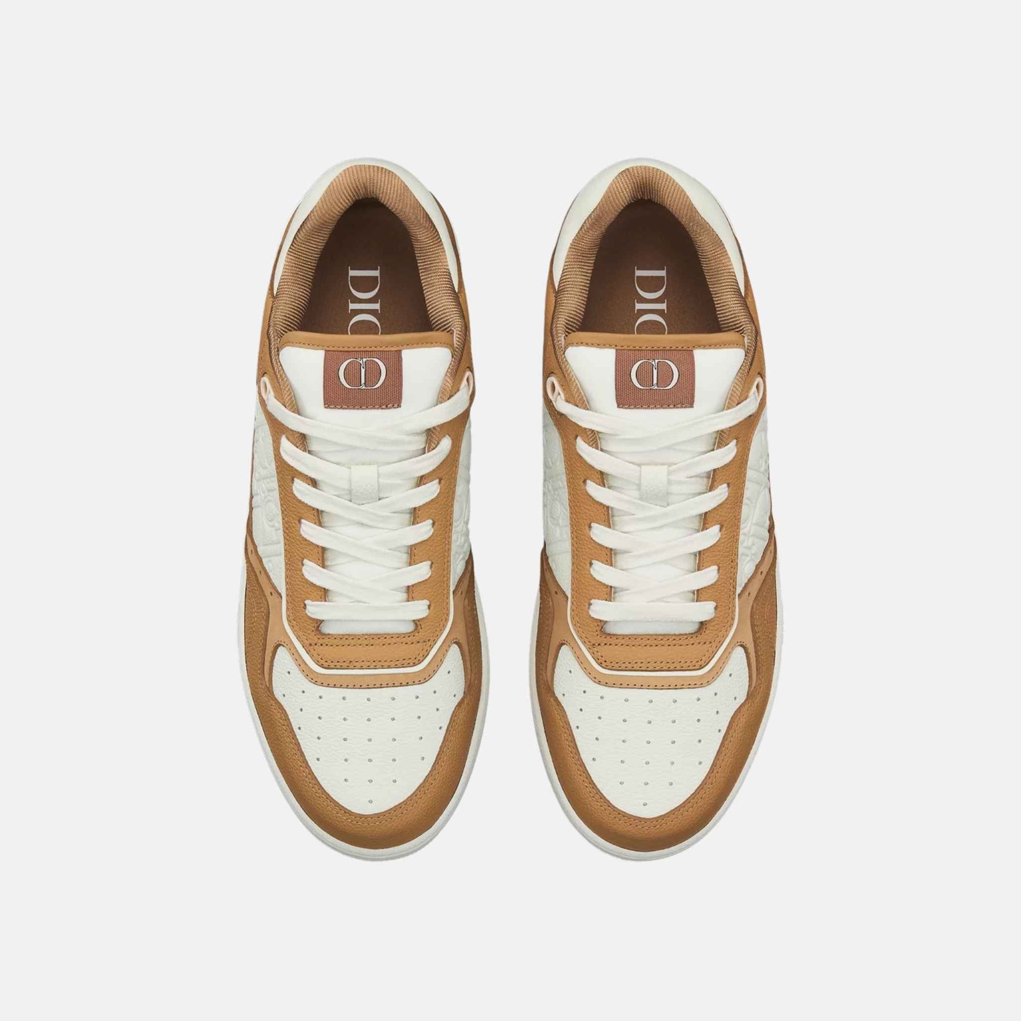 Dior B27 Uptown Low Top Sneaker In Grained Calfskin With Gravity Leather, Cognac, Top
