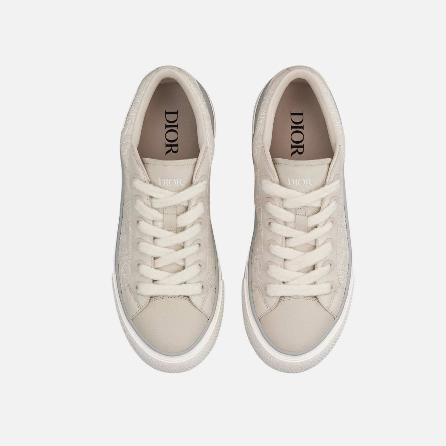 Dior B33 Spin Sneaker In Grained Calfskin And Gravity Outline Leather, Beige, Top