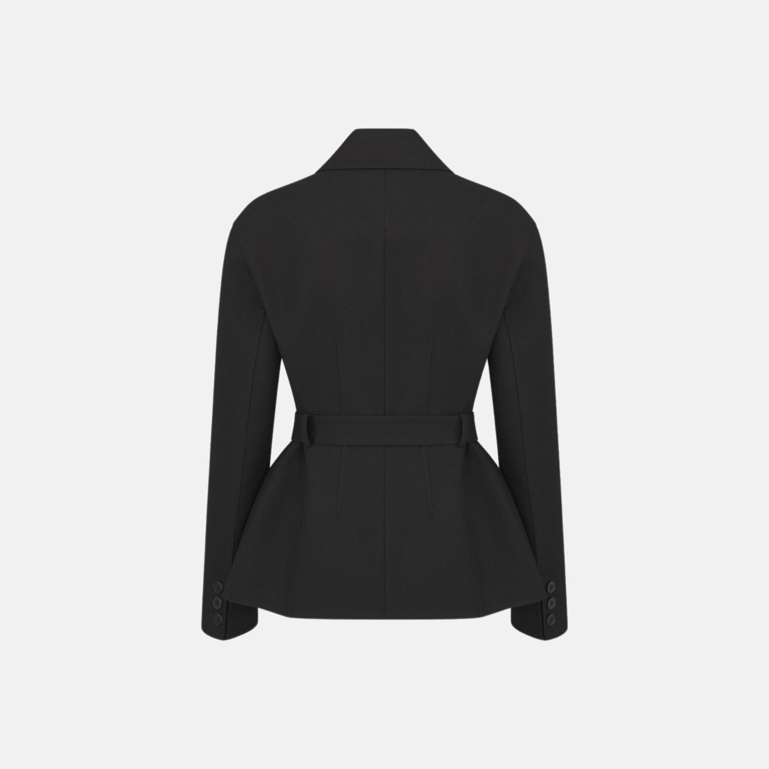 Dior Belted Jacket In Virgin Wool And Silk Gabardine, Black, Back