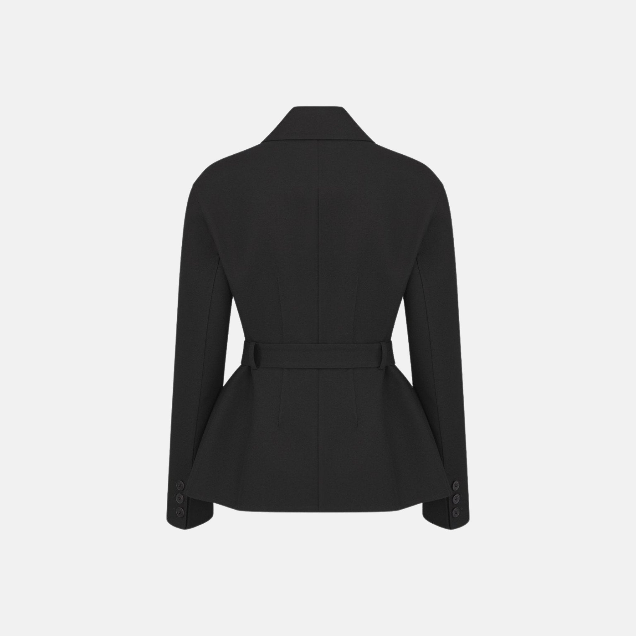 Dior Belted Jacket In Virgin Wool And Silk Gabardine, Black, Back