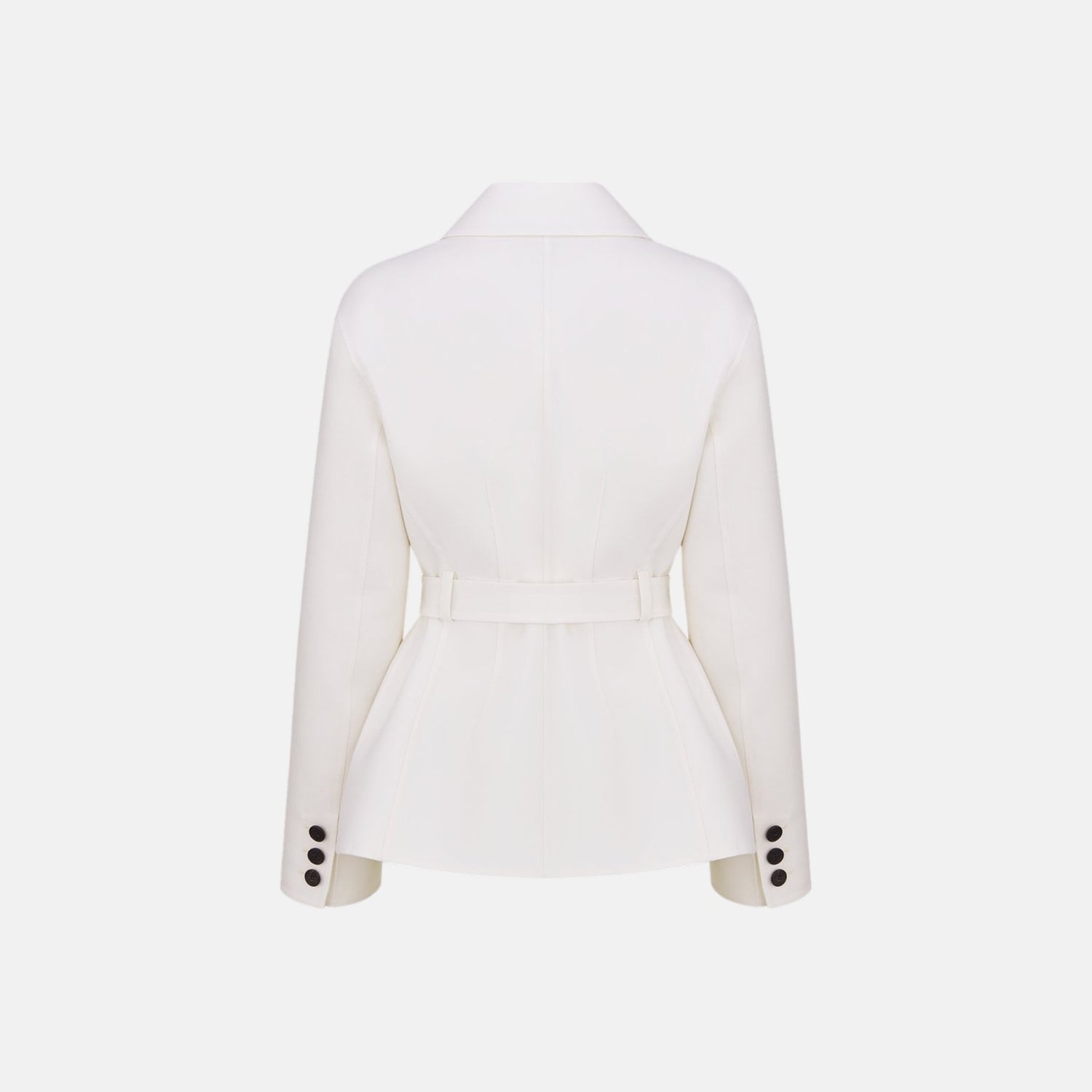 Dior Belted Jacket In Virgin Wool And Silk Gabardine, White, Back