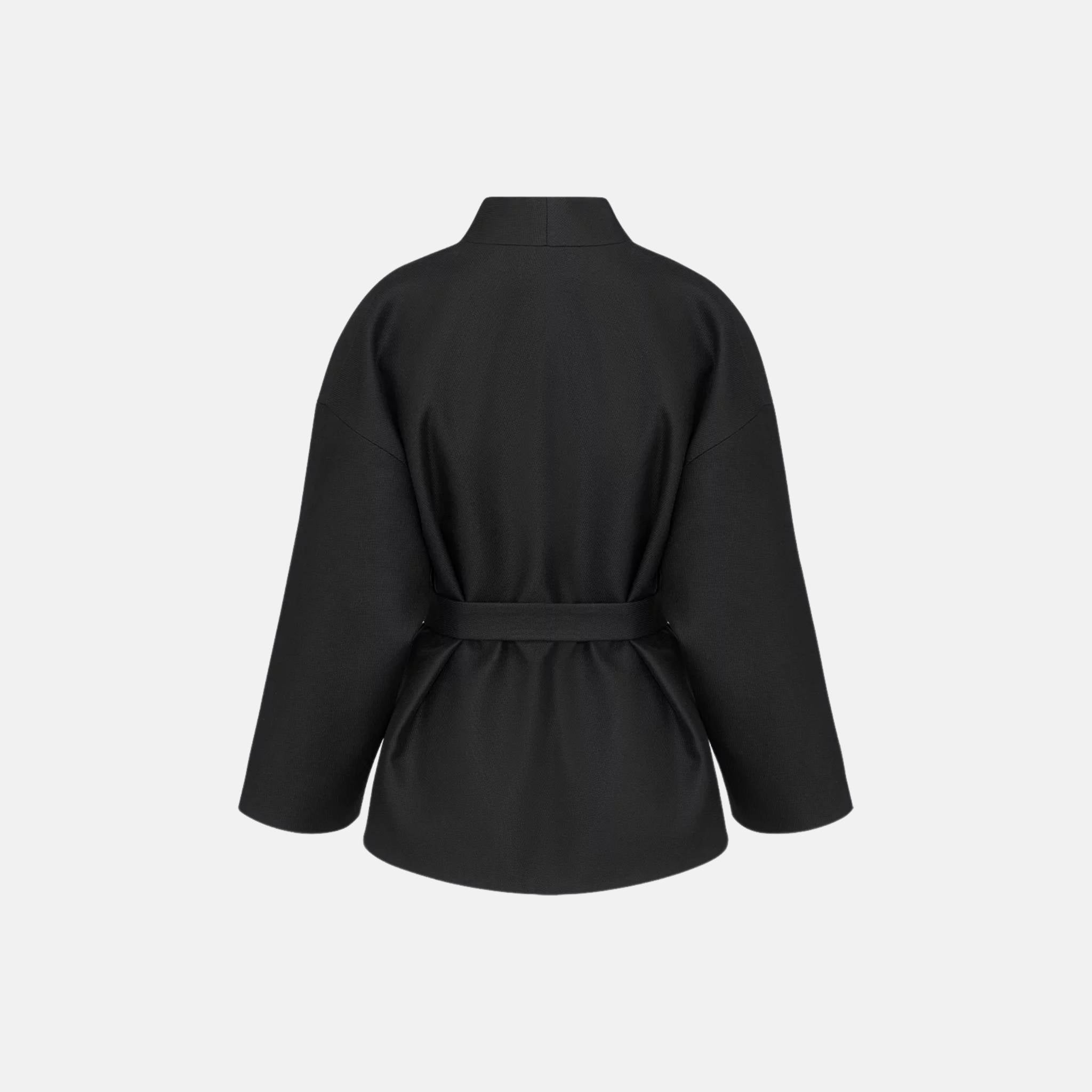 Dior Belted Jacket In Virgin Wool And Silk Grain De Poudre, Back