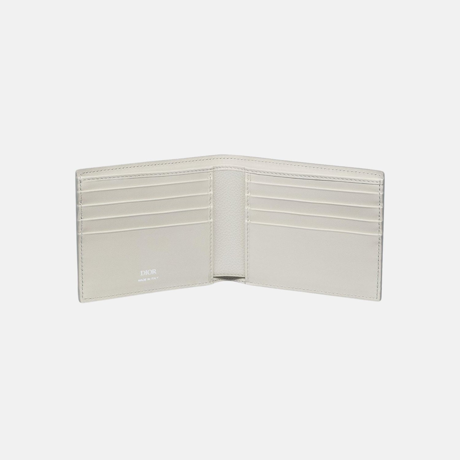 Dior Bifold Wallet In Gravity Outline Leather And Calfskin, Beige, Inside