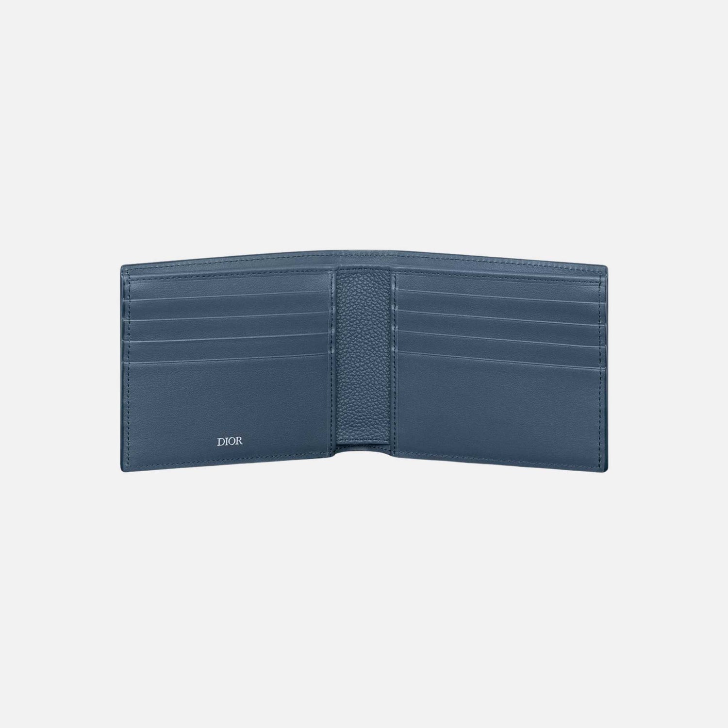 Dior Bifold Wallet In Gravity Outline Leather And Calfskin, Navy Blue, Inside