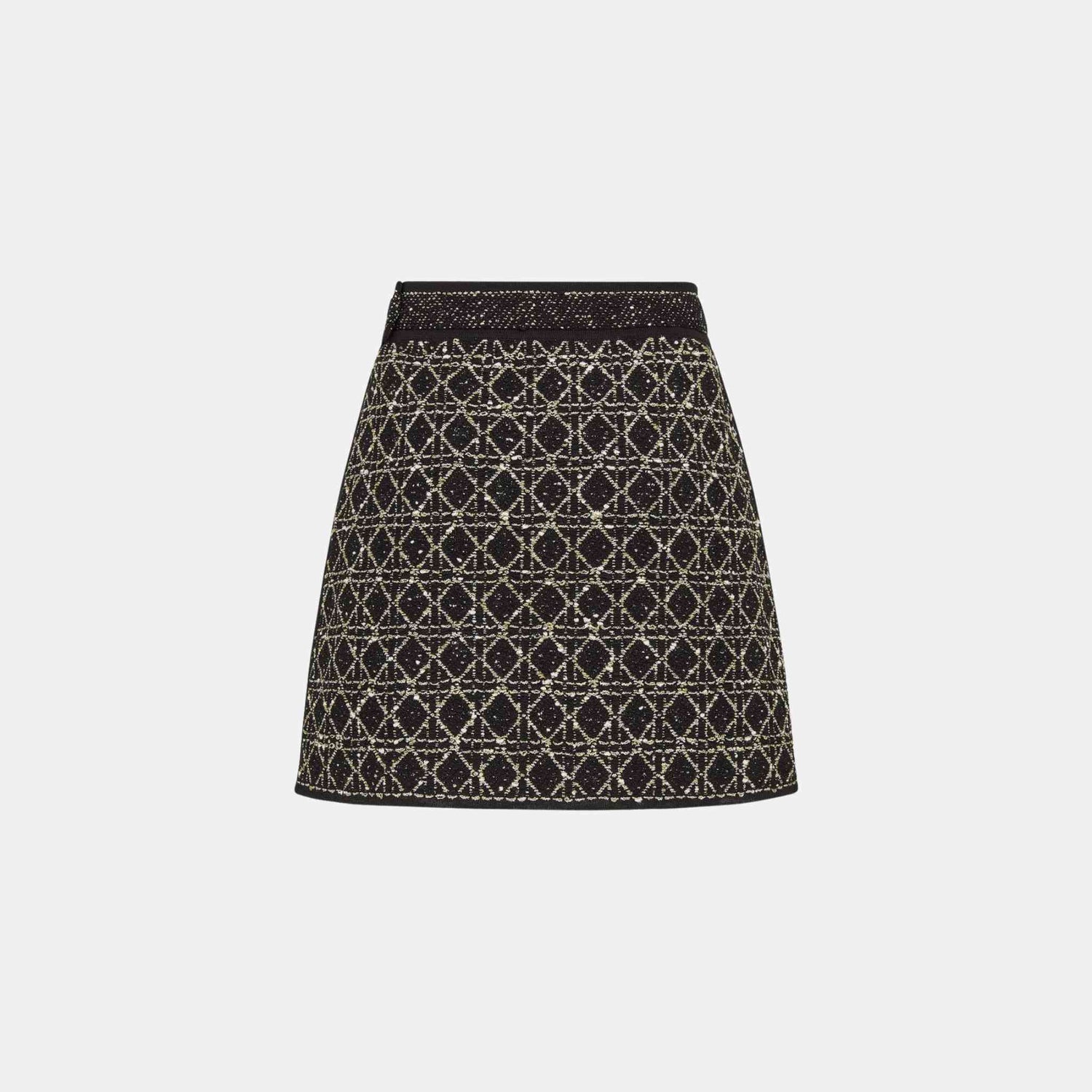Dior Cannage Miniskirt Blended Cotton And Silk Tweed, Black, Back