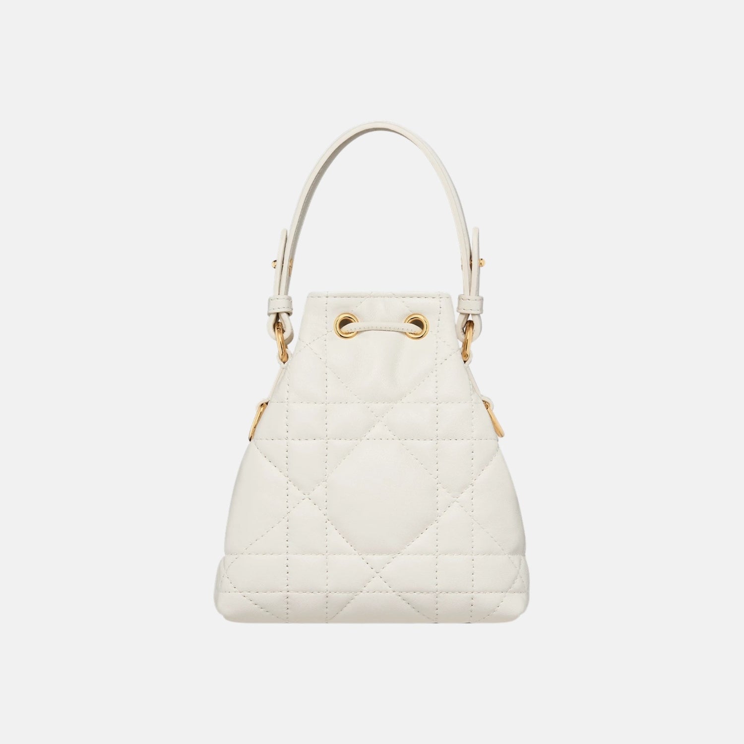 Dior Caro Nano Bucket Bag In Macrocannage Lambskin, Latte, Back