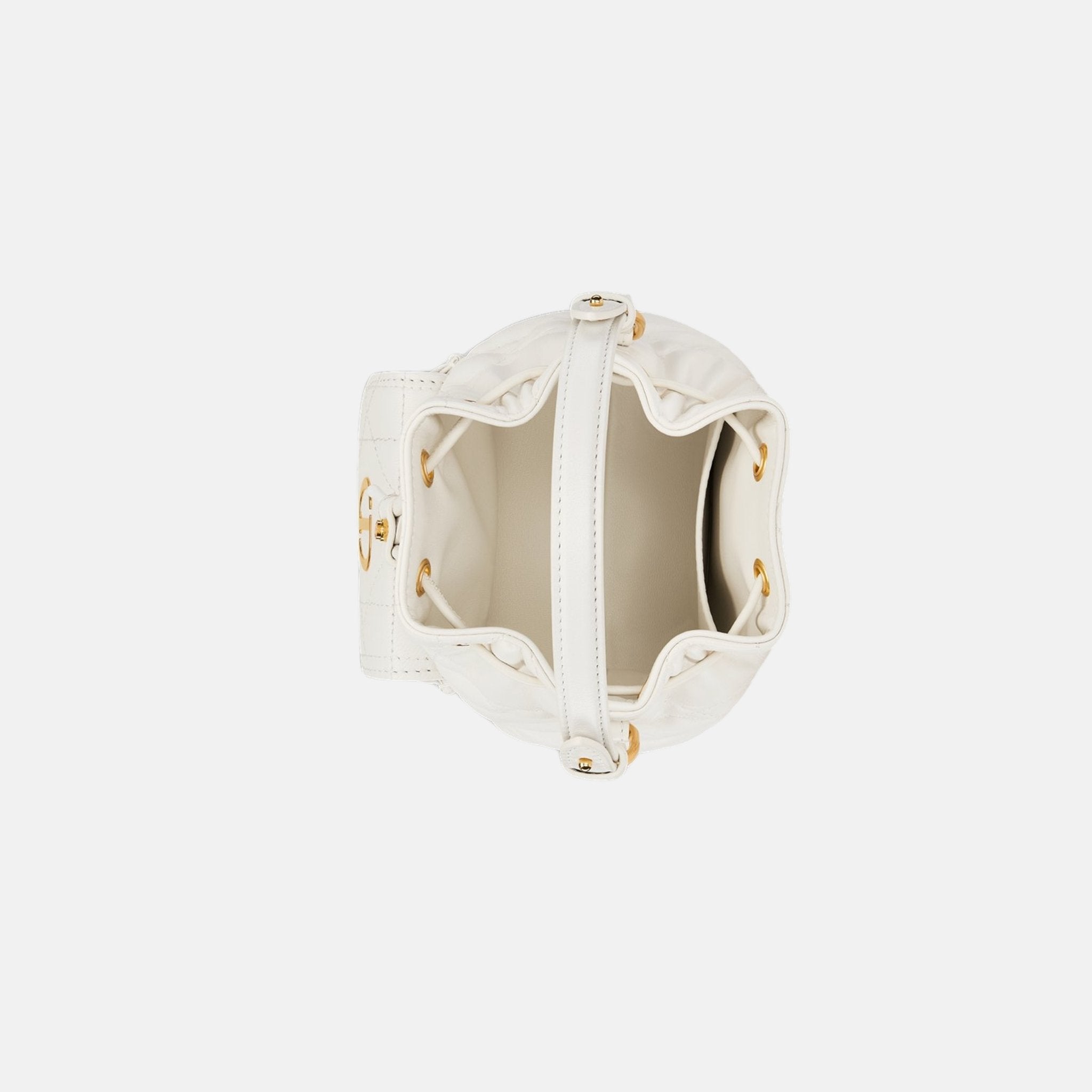 Dior Caro Nano Bucket Bag In Macrocannage Lambskin, Latte, Inside