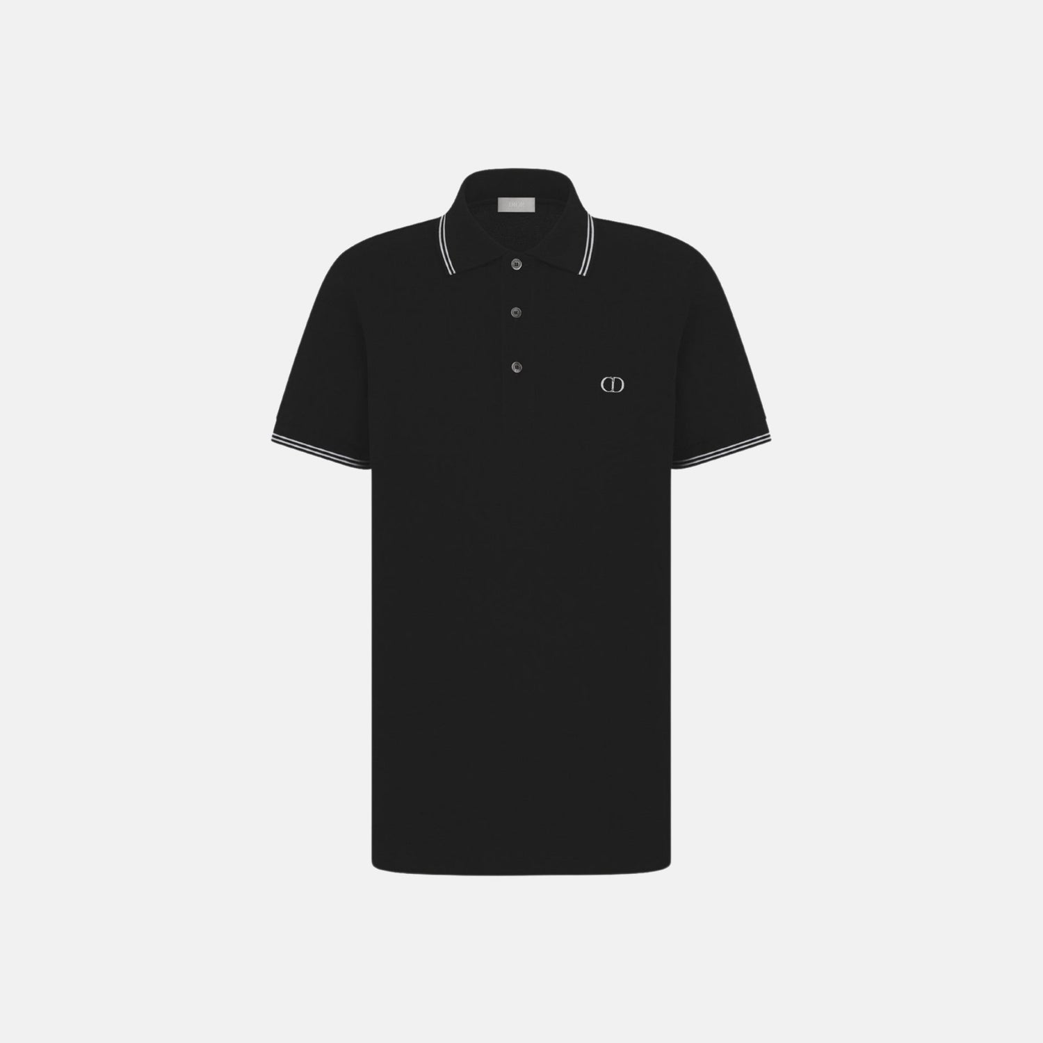 Dior CD Icon Polo Shirt In Cotton Pique, Black, Front