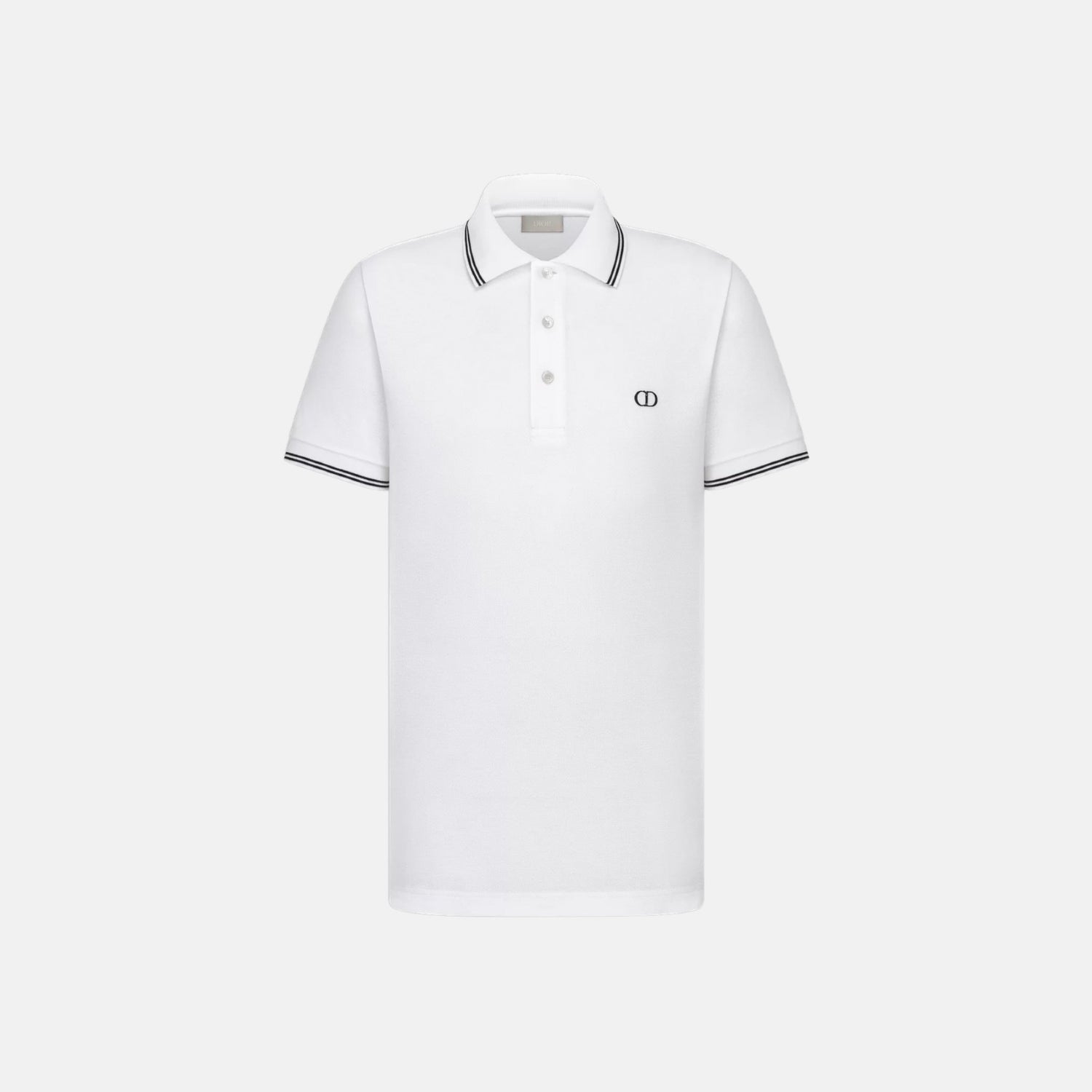 Dior CD Icon Polo Shirt In Cotton Pique, White, Front