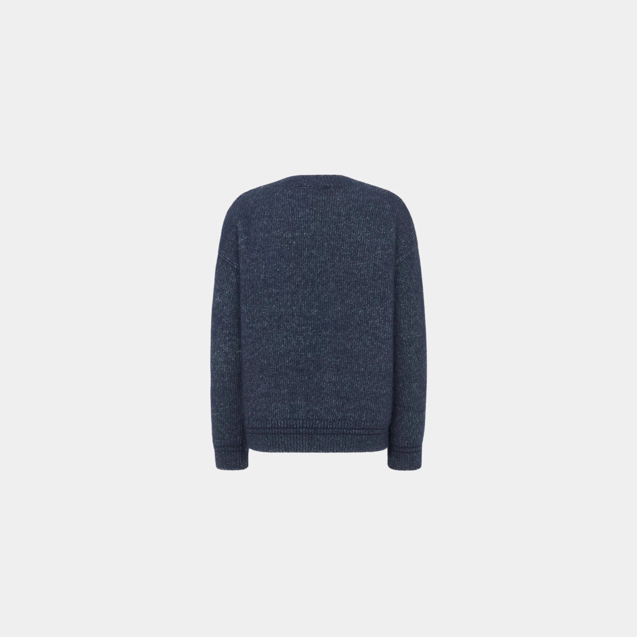 Dior Childrens Sweater Cotton, Wool and Alpaca Strand Knit, Navy Blue, Back