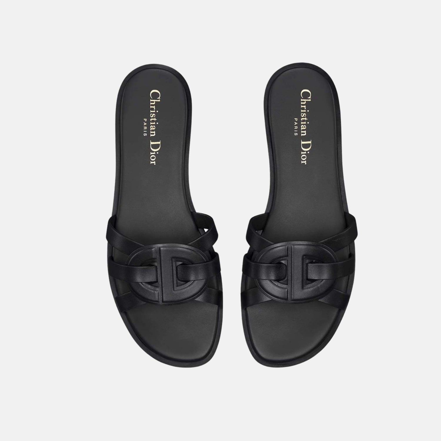 Dior D Club Slide In Calfskin, Black, Top