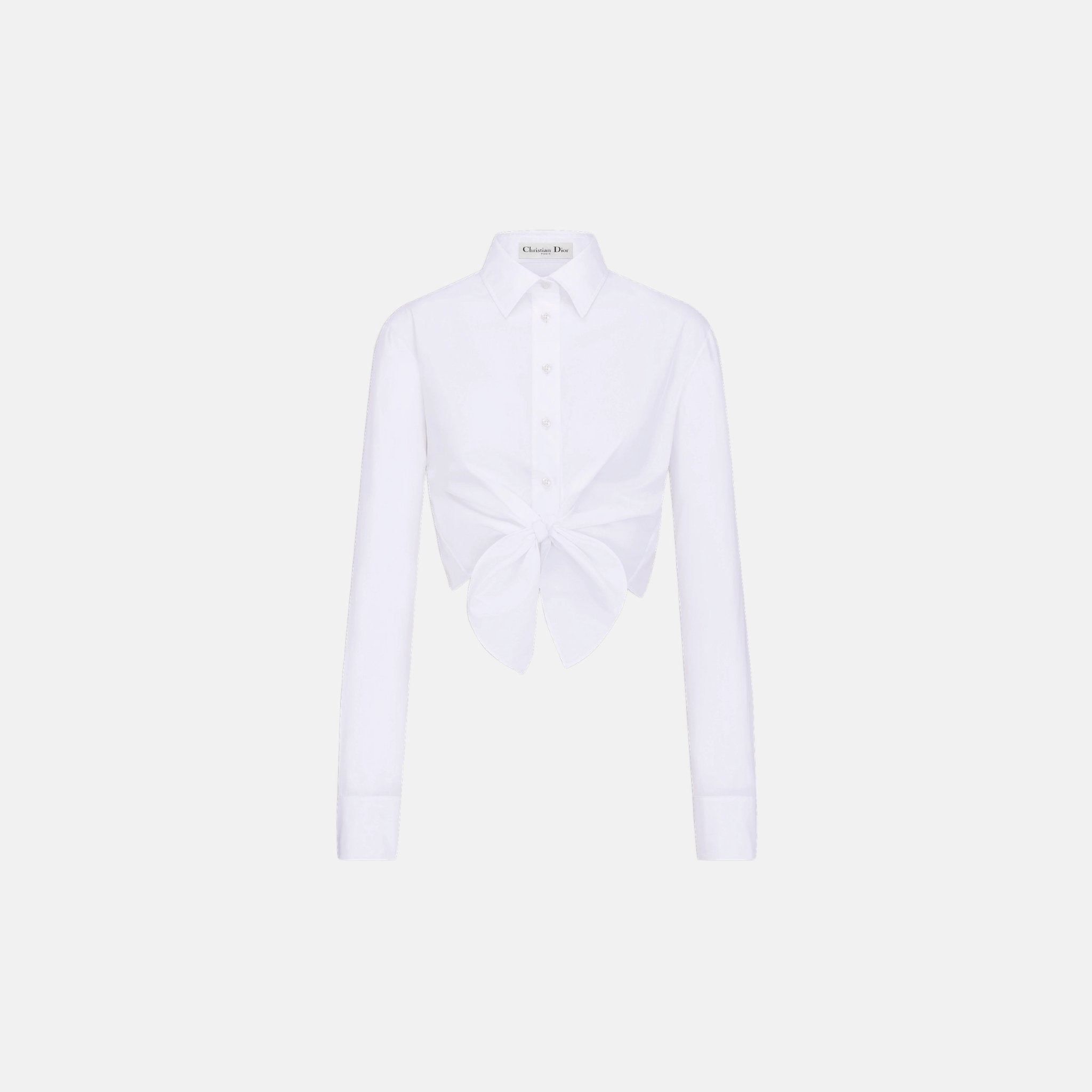 Dior Dioriviera Tied Cropped Blouse In Cotton Poplin, Front