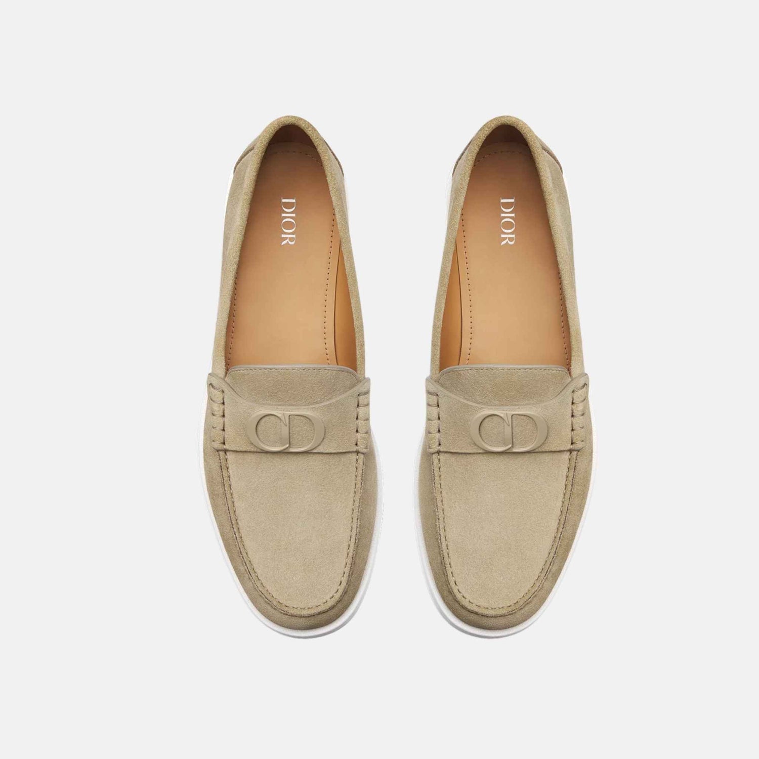 Dior Granville Loafer In Suede, Beige, Top
