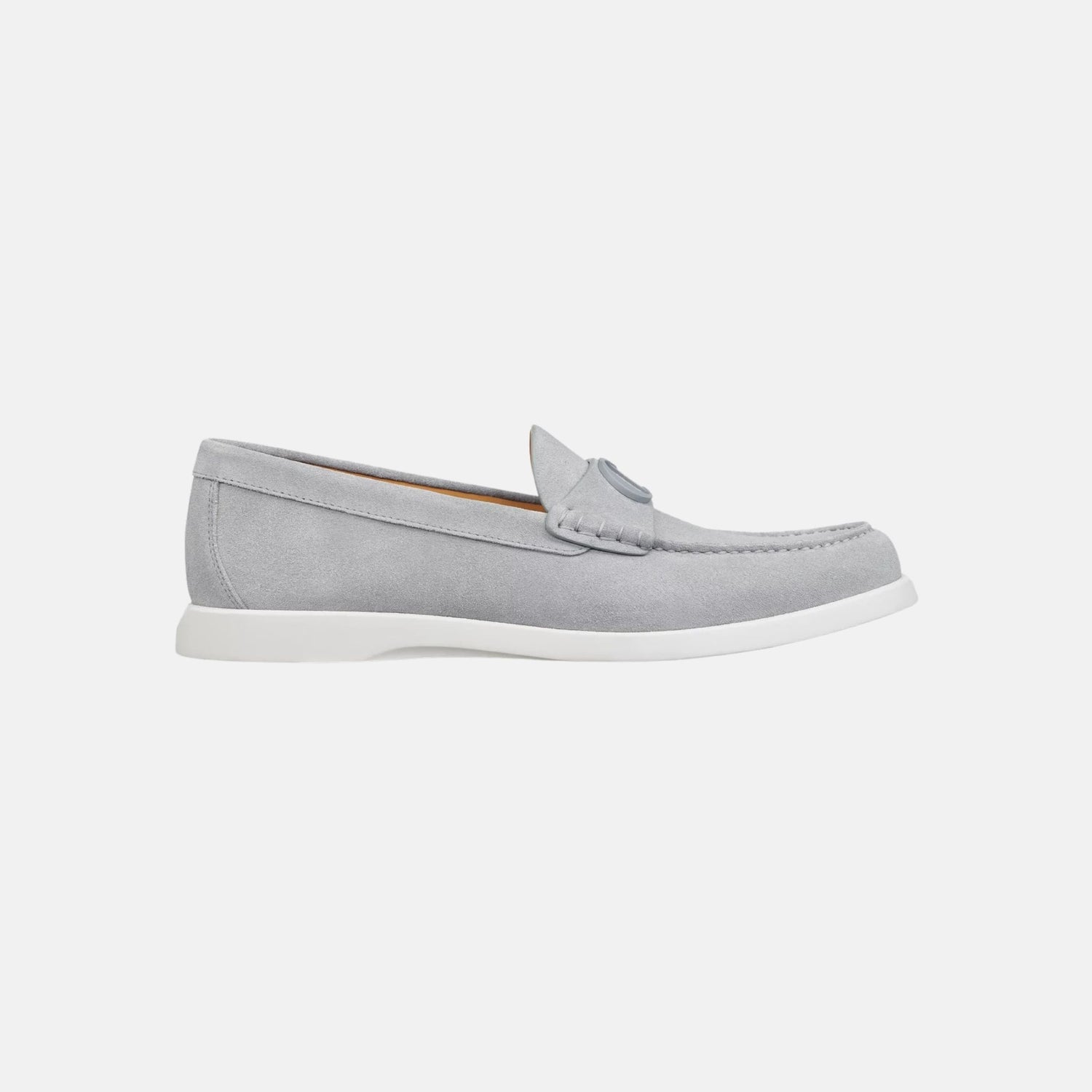 Dior Granville Loafer In Suede, Gray, Side