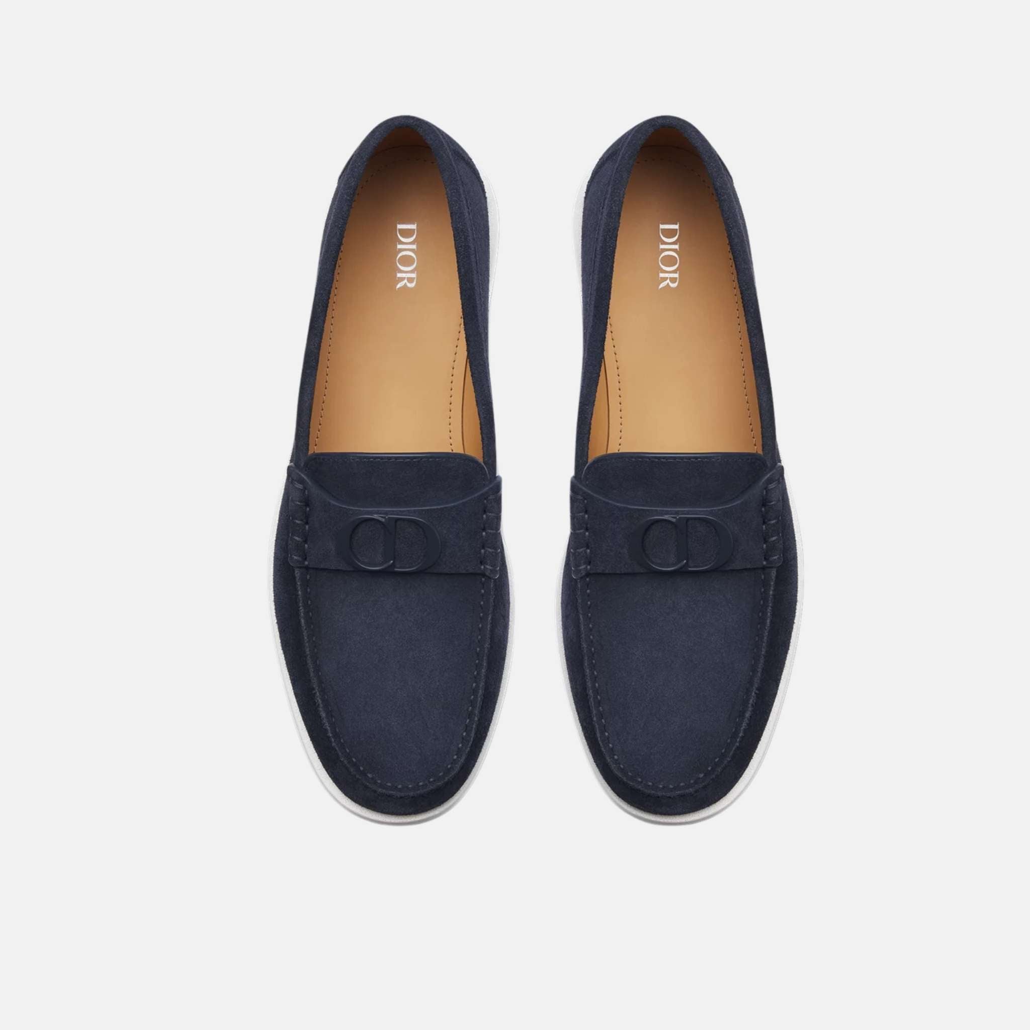 Dior Granville Loafer In Suede, Navy Blue, Top