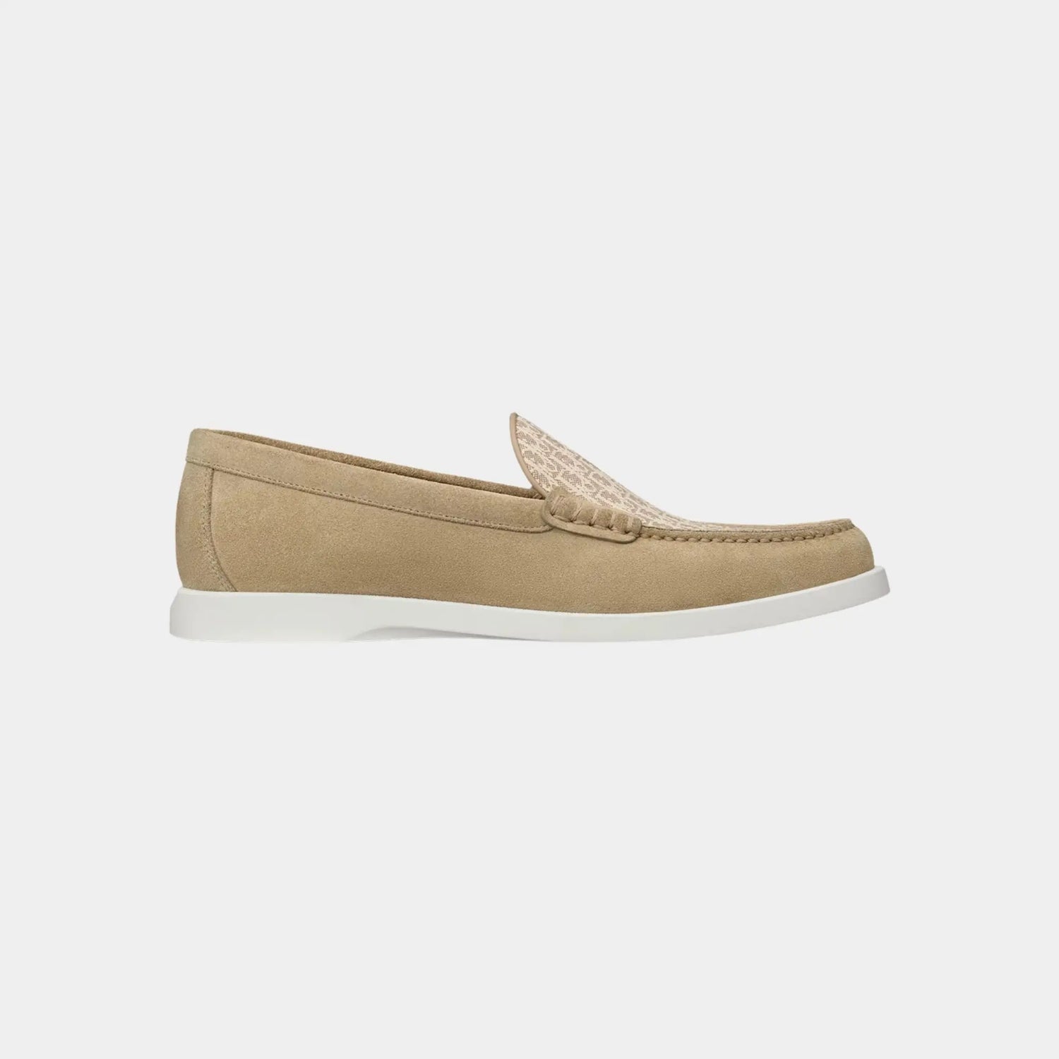 Dior Granville Moccasin Oblique Suede and Jacquard Canvas, Beige, Side