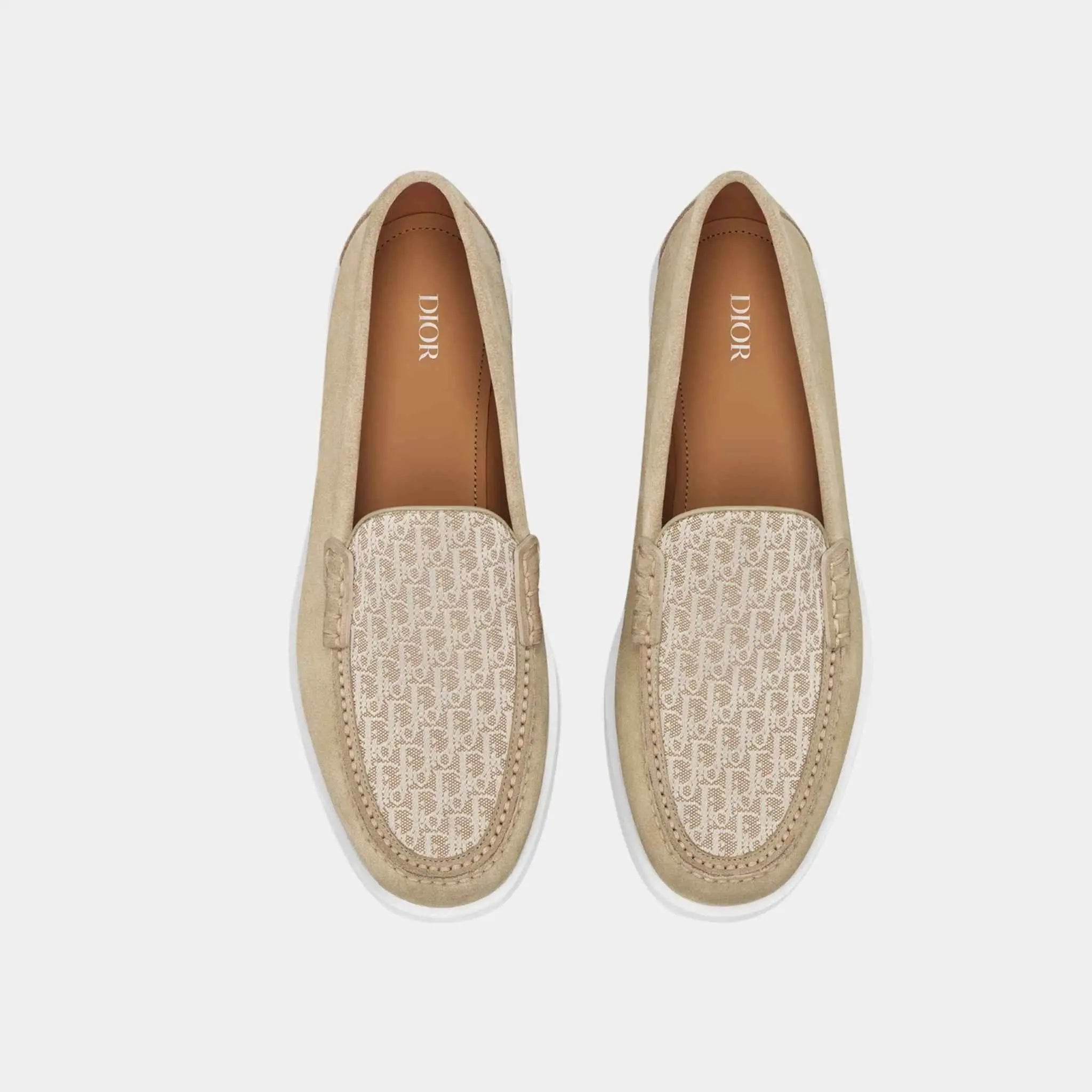 Dior Granville Moccasin Oblique Suede and Jacquard Canvas, Beige, Top