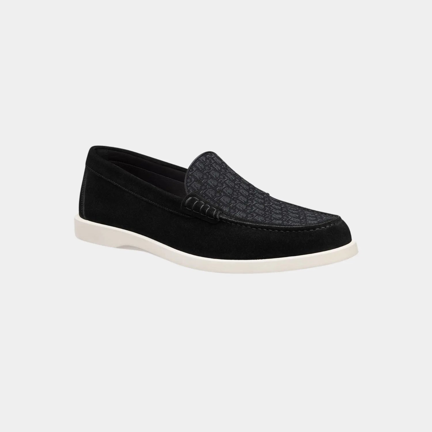 Dior Granville Moccasin Suede and Oblique Jacquard Canvas, Black, Front
