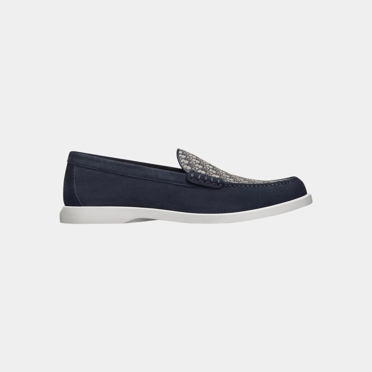 Dior Granville Moccasin Suede and Oblique Jacquard Canvas, Navy Blue, Side