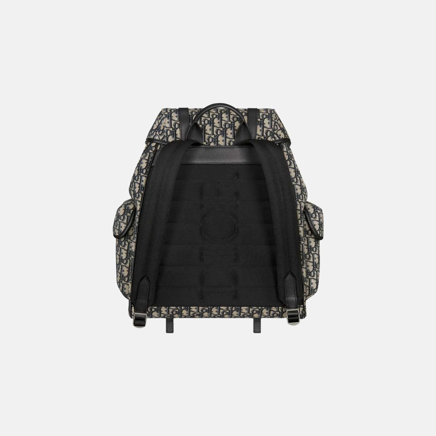 Dior Hit The Road Flap Backpack in Calfskin and Jacquard, 
Beige, Black, Back