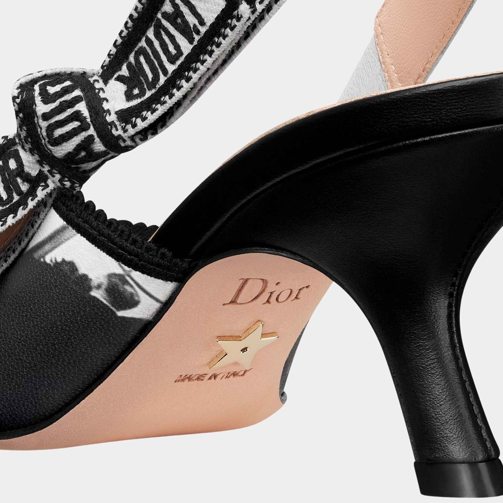 Dior JAdior Slingback Pump Gray And Black Lambskin Printed, Closeup