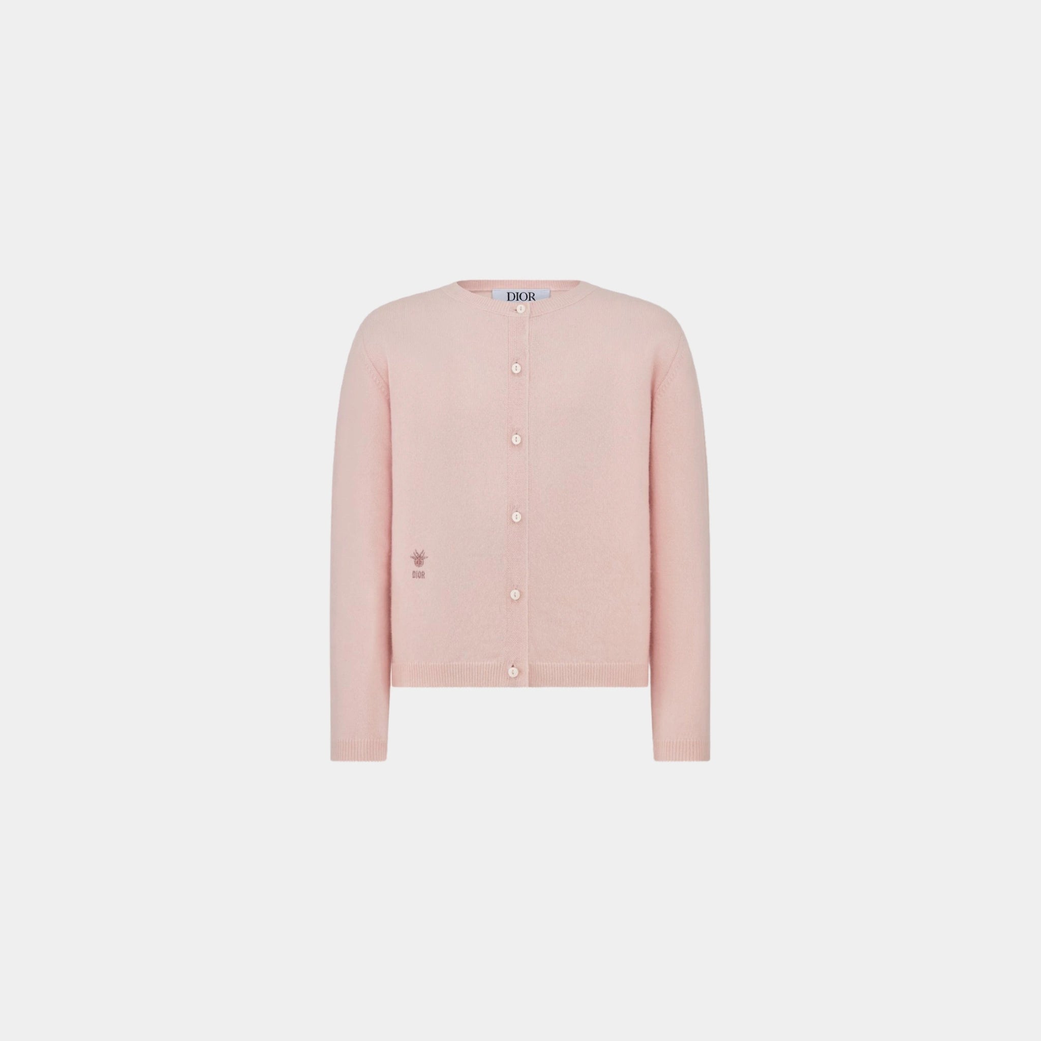 Dior Kids Cardigan Wool and Cashmere Knit, Light Pink, Front