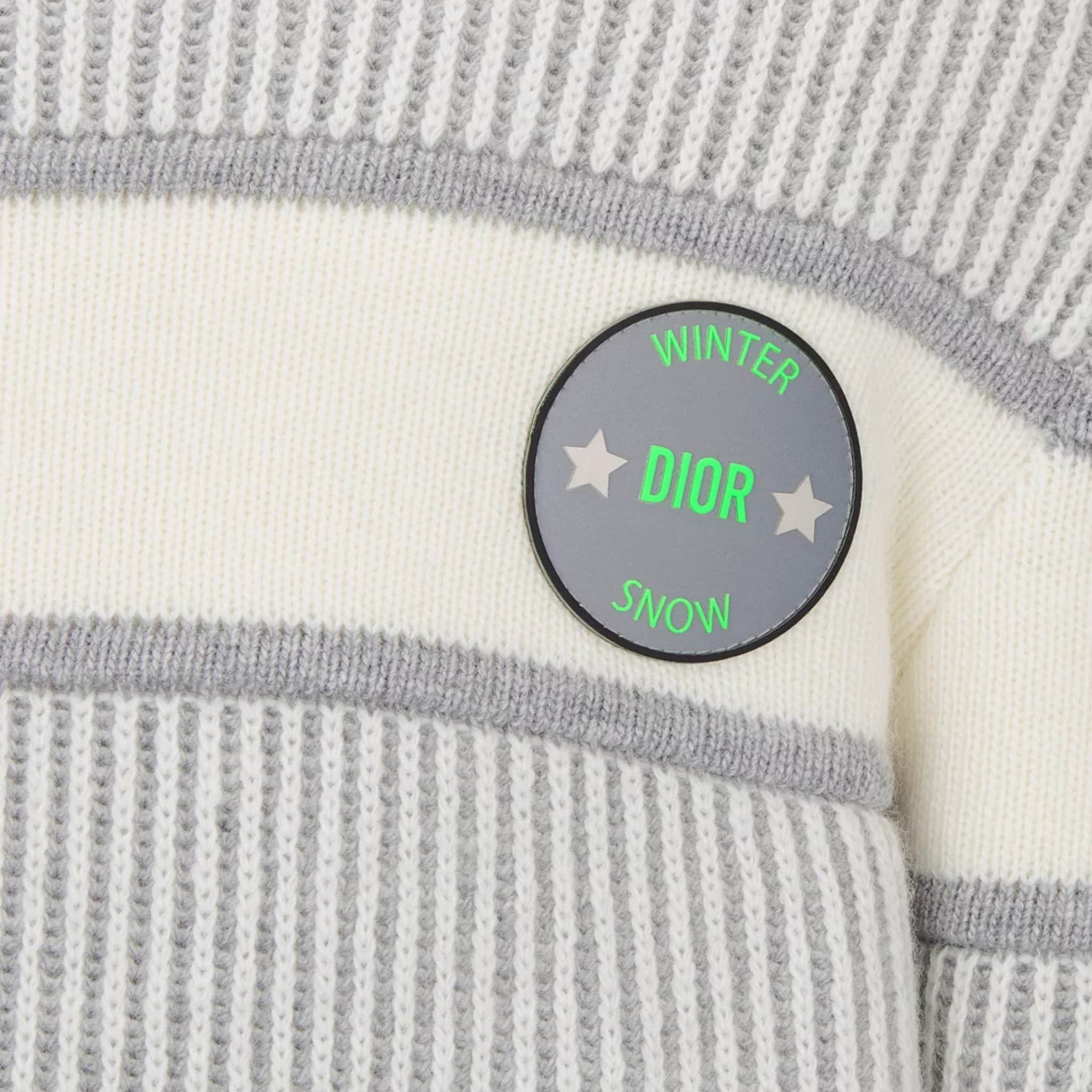 Dior Kids Heathered Gray & Ivory Wool-Cashmere Blend Sweater, Close