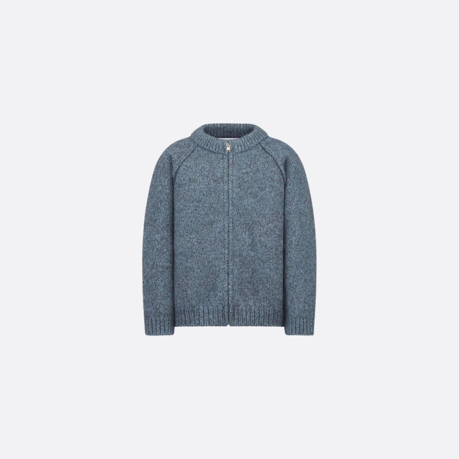 Dior Kids Jacket Gray-Blue Wool Mouliné Knit, FrontView