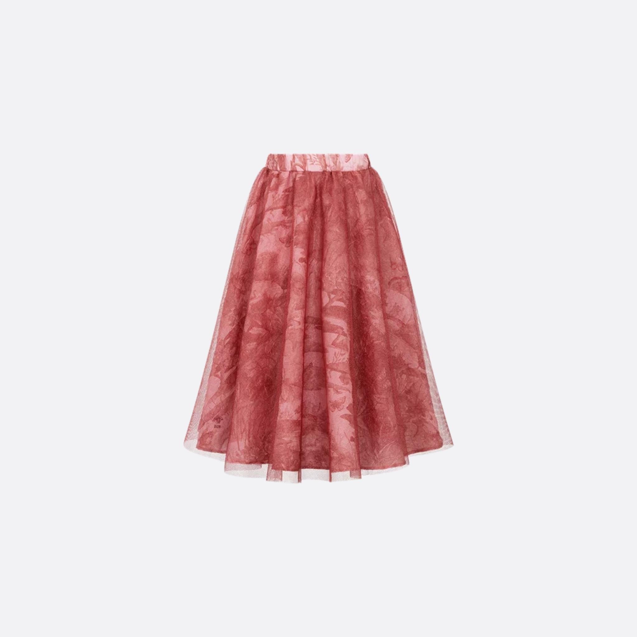 Dior Kids Long Skirt Antique Pink Cloqué Technical Fabric & Tulle, Front View