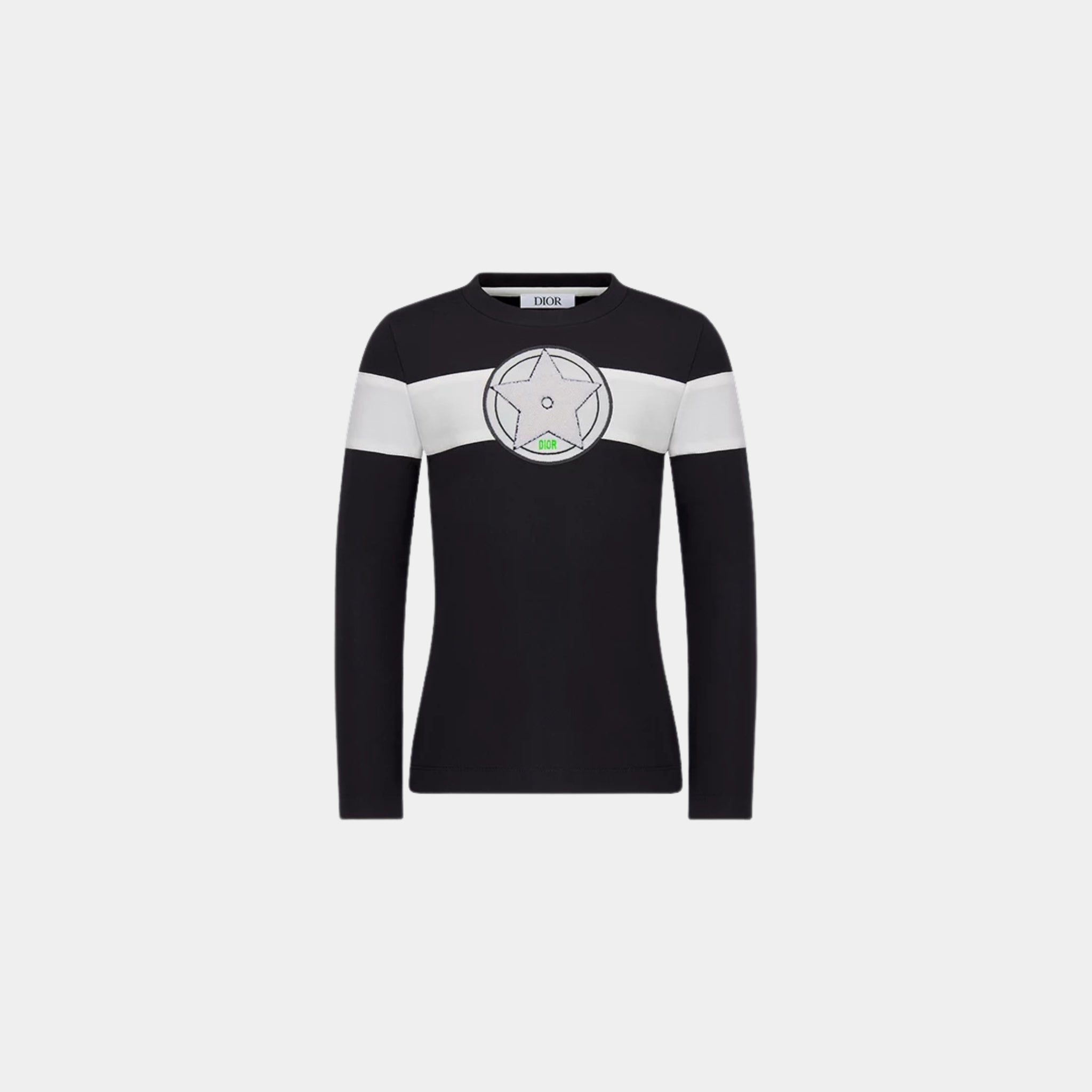 Dior Kids Long-Sleeved T-Shirt Black & White Technical Jersey, Front