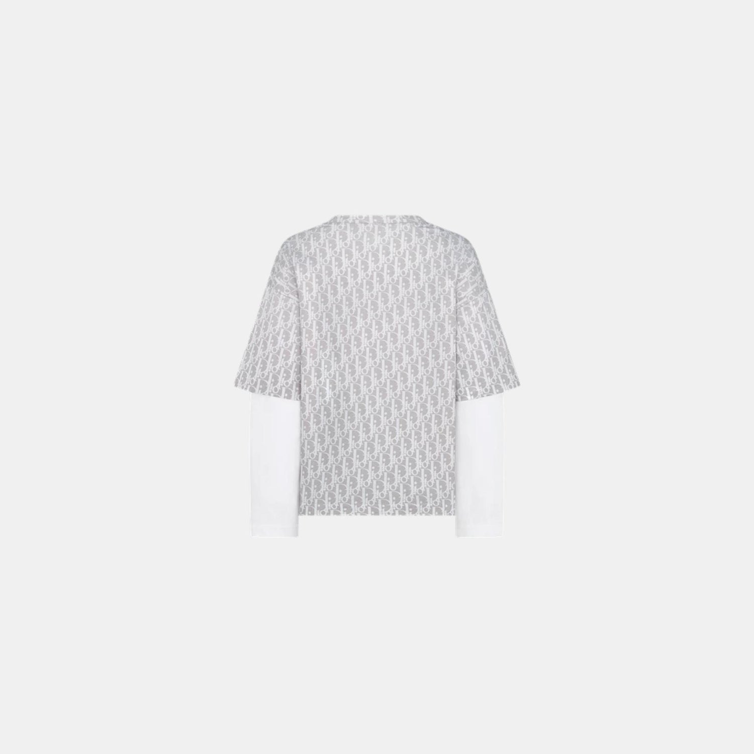 Dior Kids Long-Sleeved T-Shirt Gray & Beige Oblique Cotton Jersey, Back