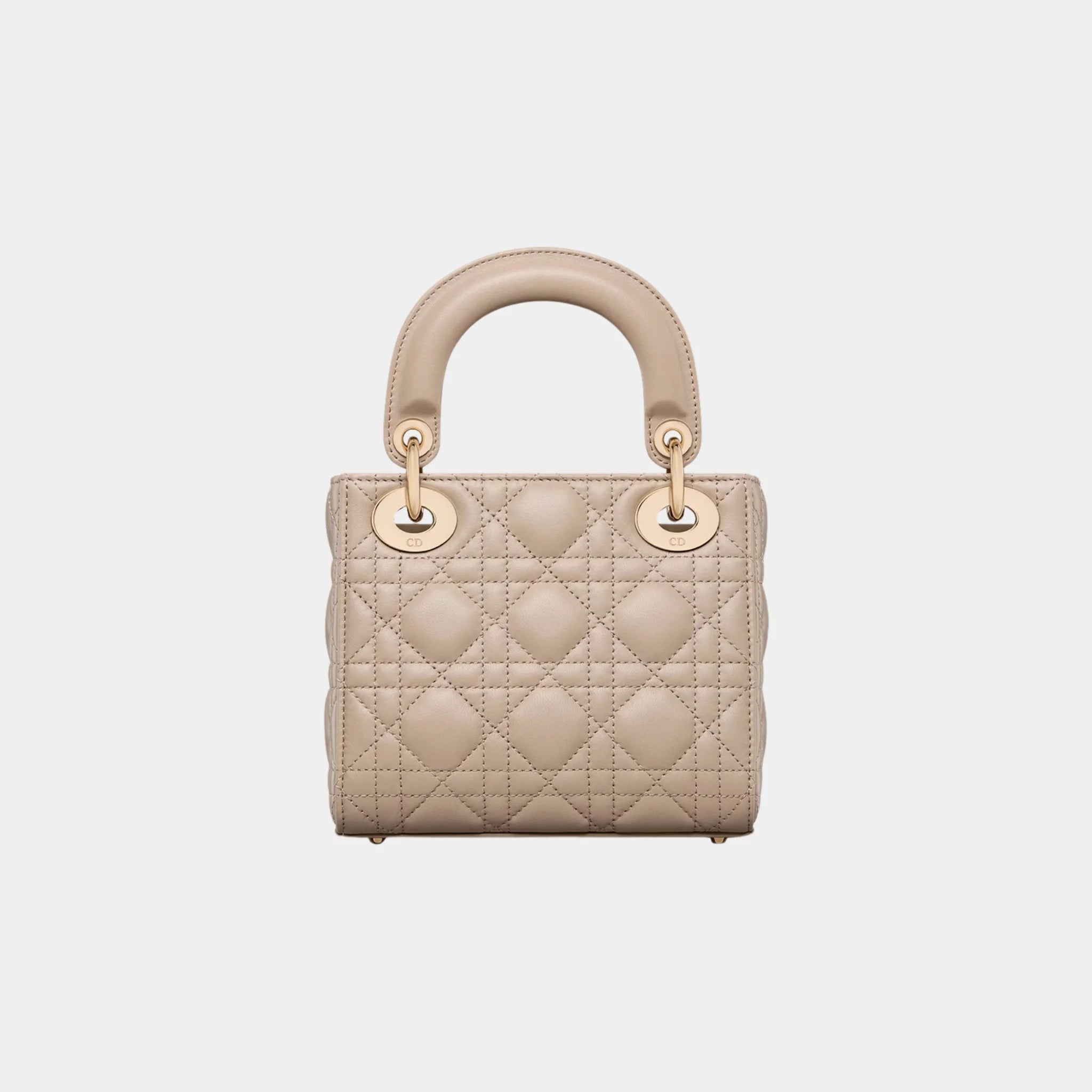 Lady Dior Mini Bag Cannage Lambskin, Desert Taupe, Back