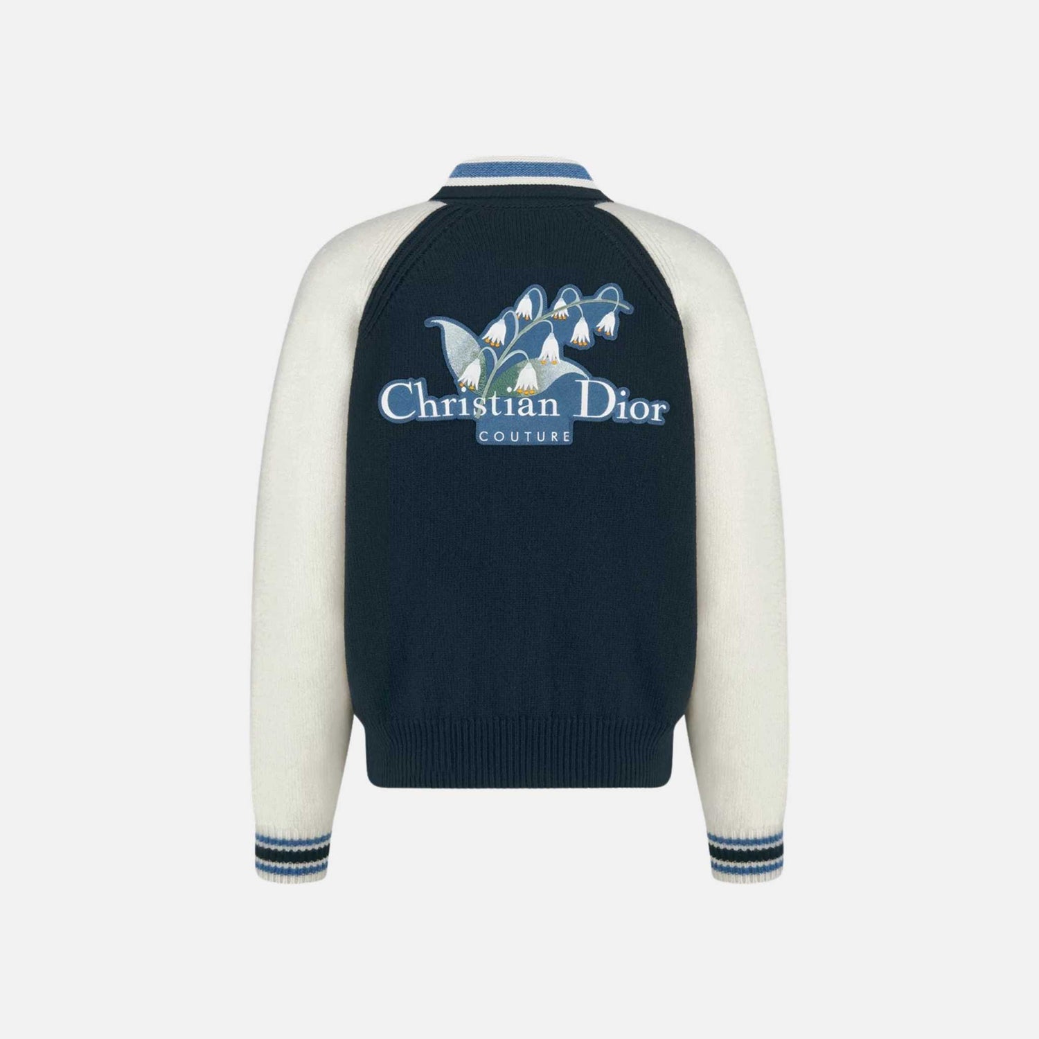 Dior Lily Of The Valley Varsity Cardigan In Felted Wool Jersey, Back