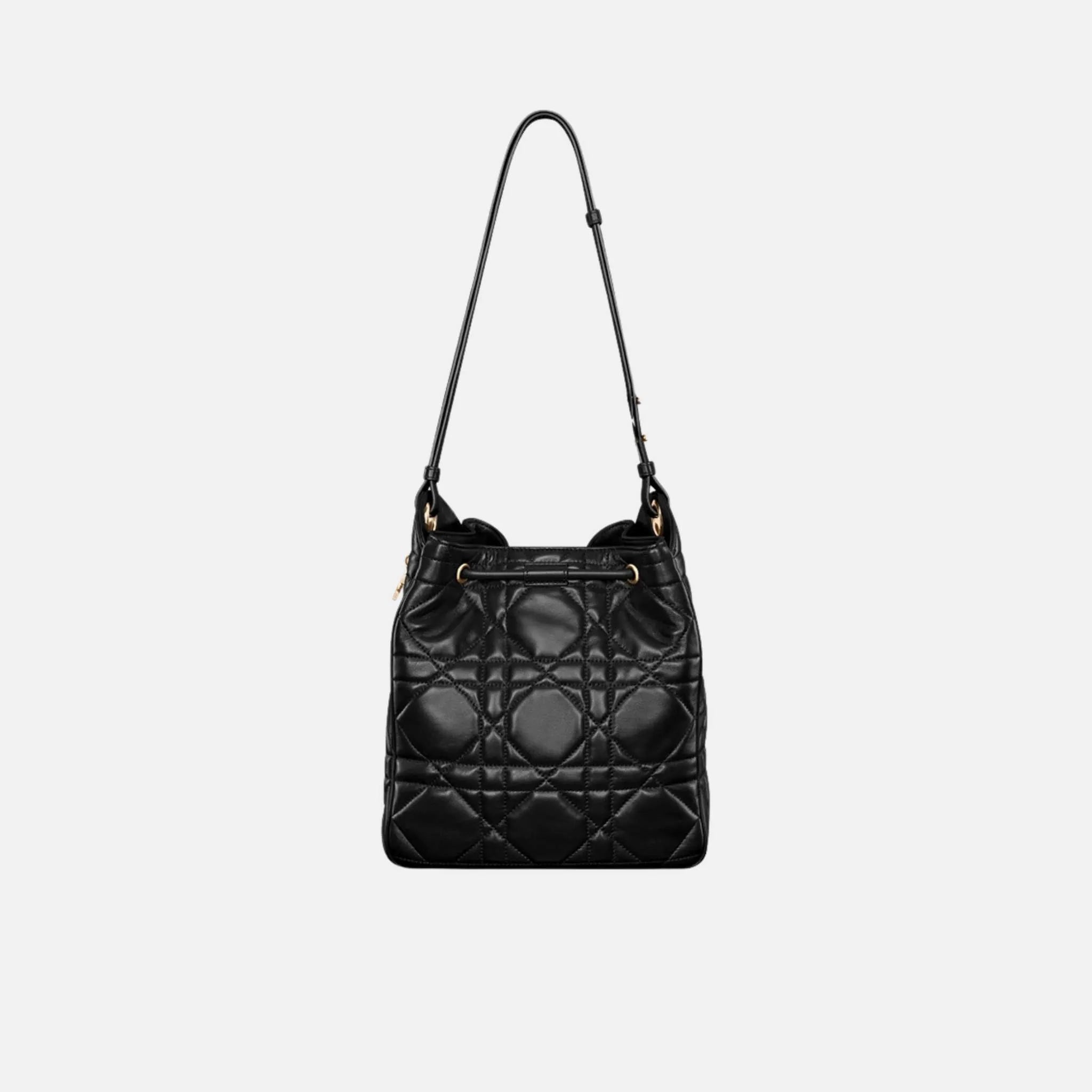 Dior Medium D-Motion Bag Macrocannage Lambskin, Black , back