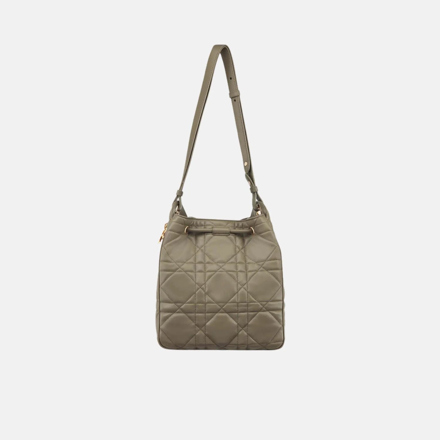 Dior Medium D-Motion Bag Macrocannage Lambskin, Clay Green, Back
