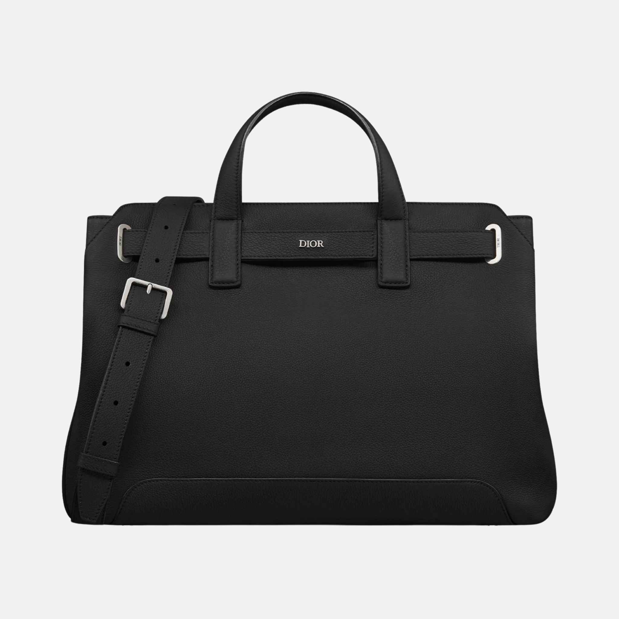 Dior Medium Normandie Tote Bag In Icons Calfskin, Black, Front