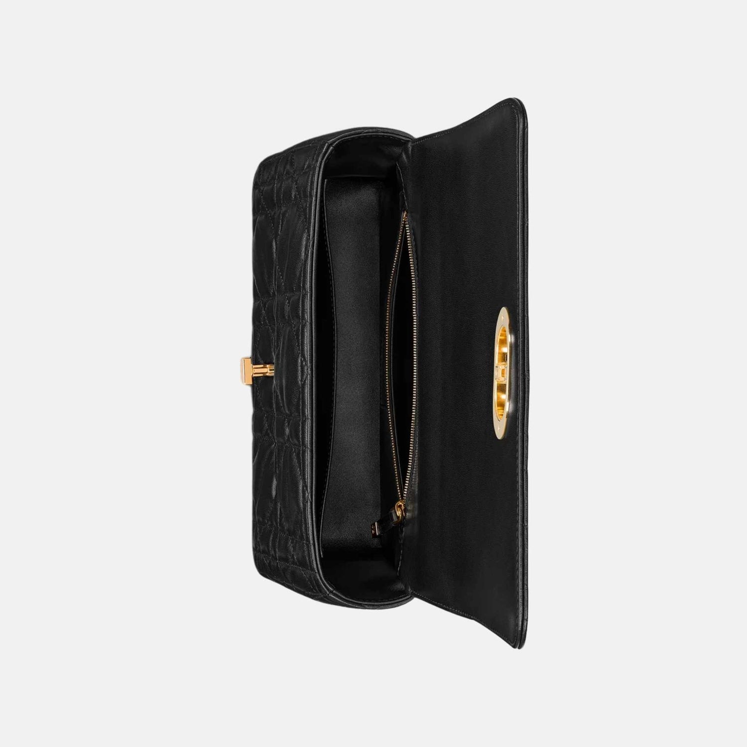 Dior Medium Soft Caro Bag In Macrocannage Lambskin, Black, Inside