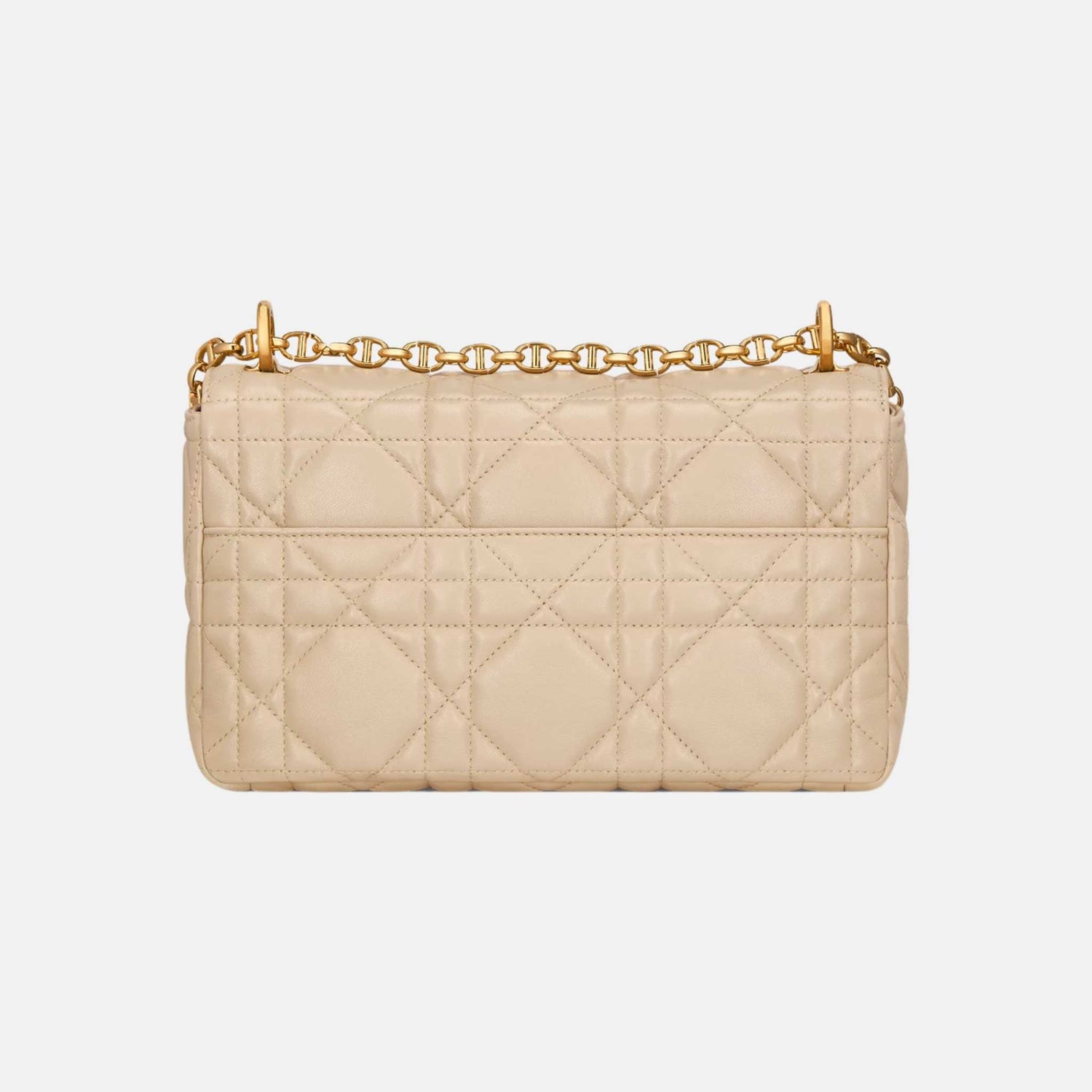 Dior Medium Soft Caro Bag In Macrocannage Lambskin, Light Gold, Back