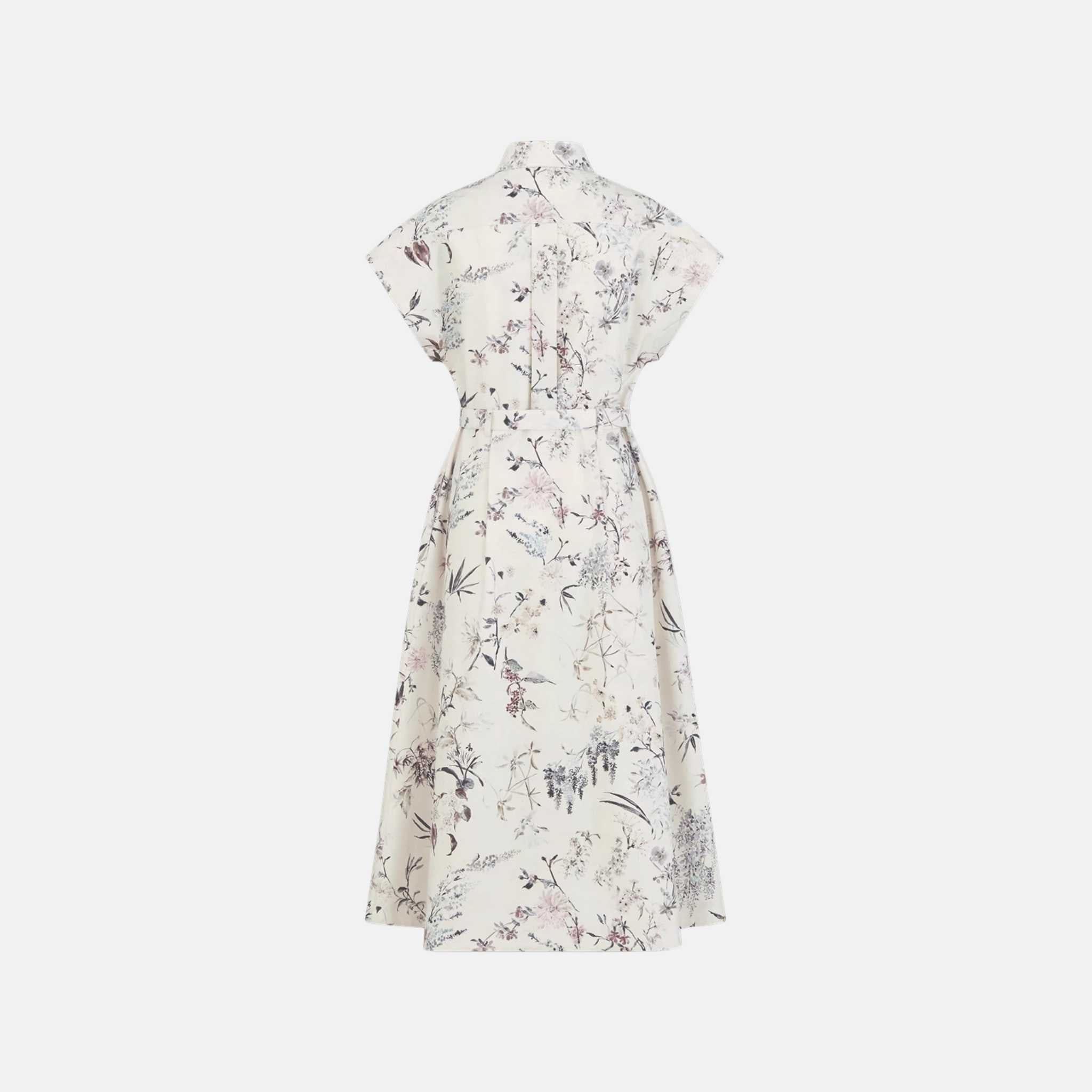 Dior Mid Length Belted Shirtdress In Cotton And Silk Poplin, Back